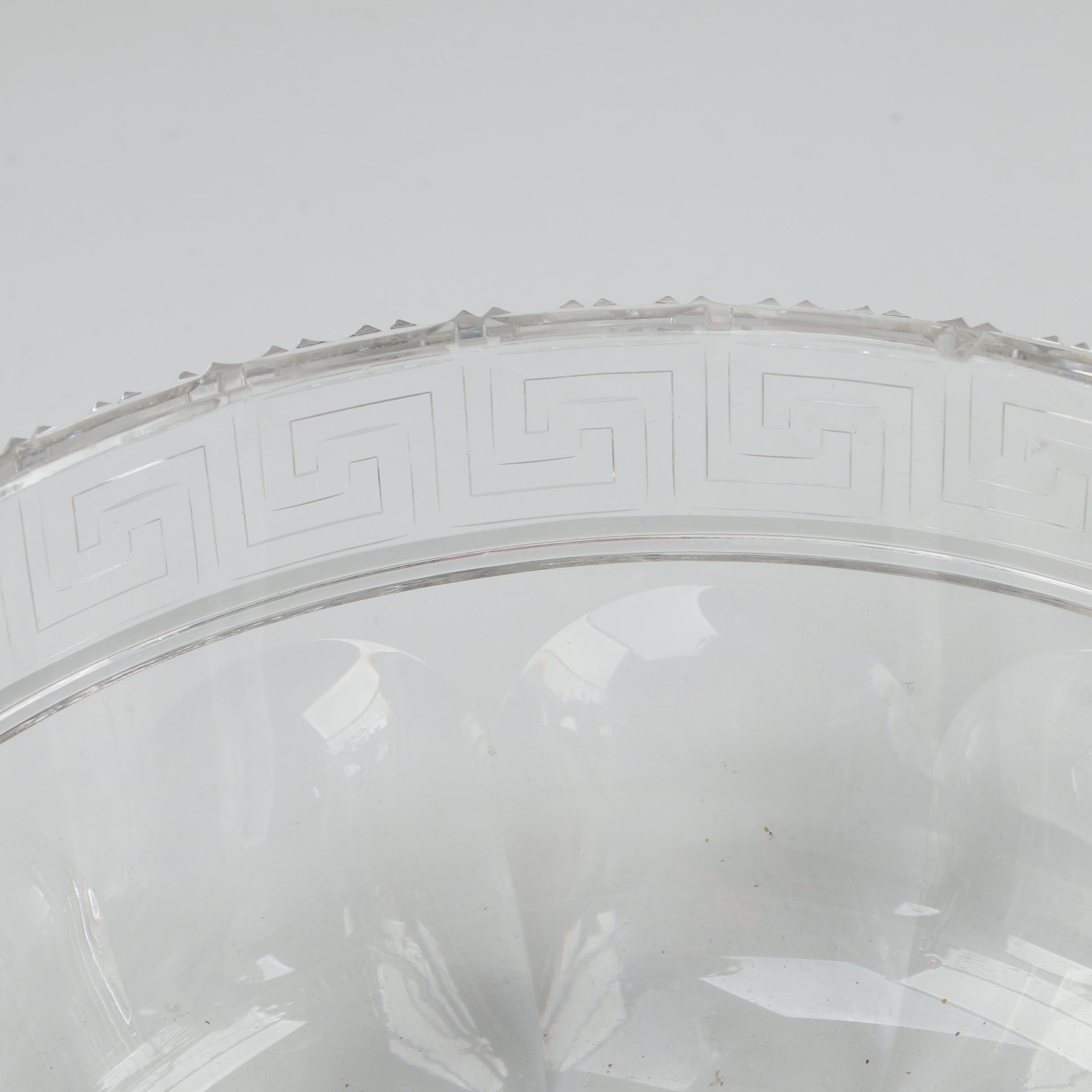 Cut and Pressed Glass Meander Bordered Bowls