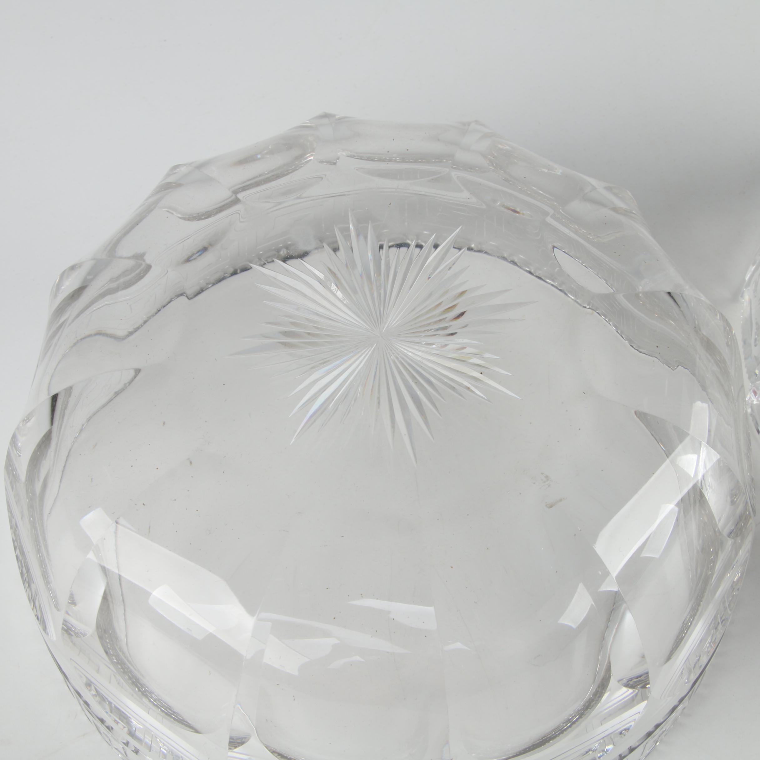 Cut and Pressed Glass Meander Bordered Bowls