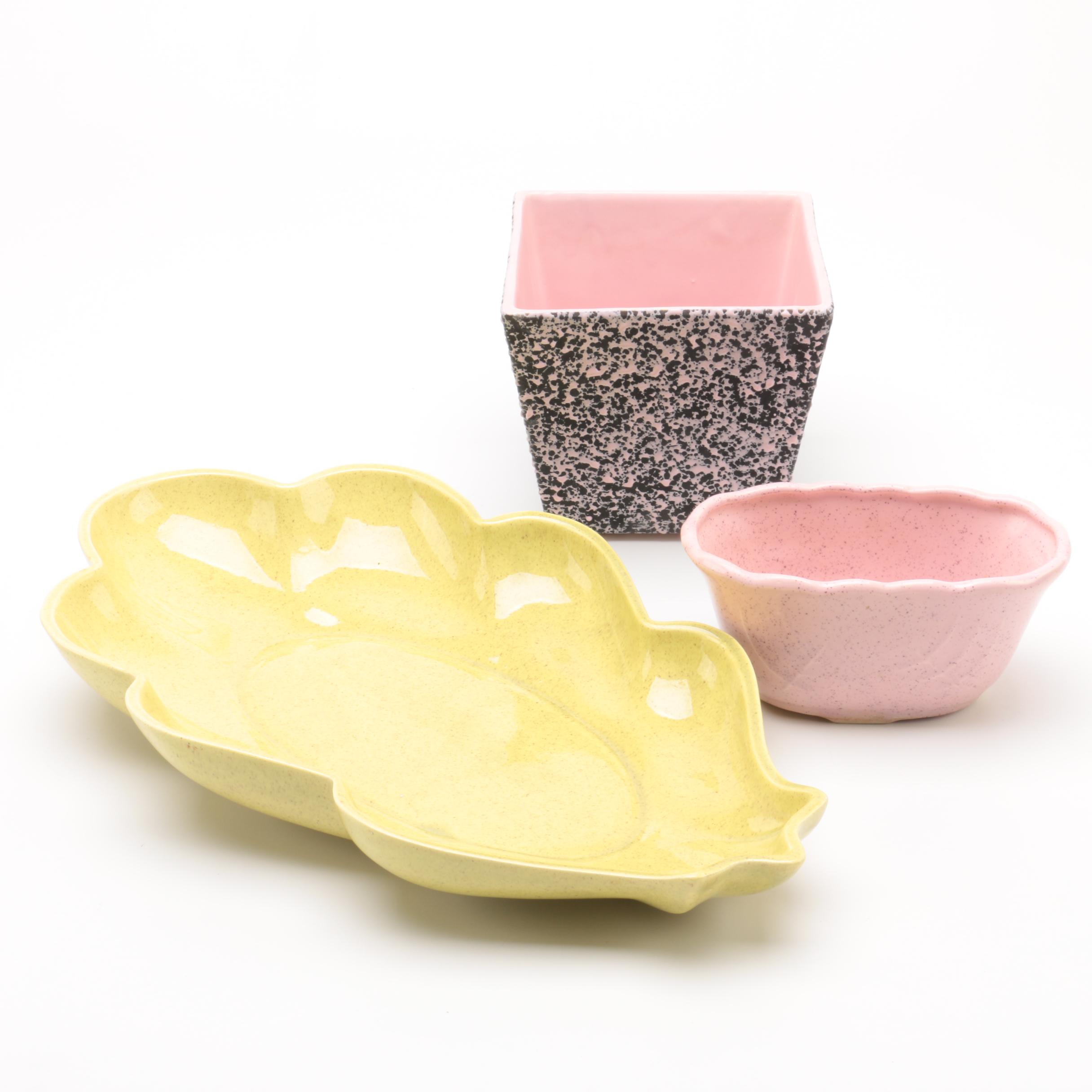 Functional Pottery Including Claire Lerner 1952 California Pottery Leaf Tray