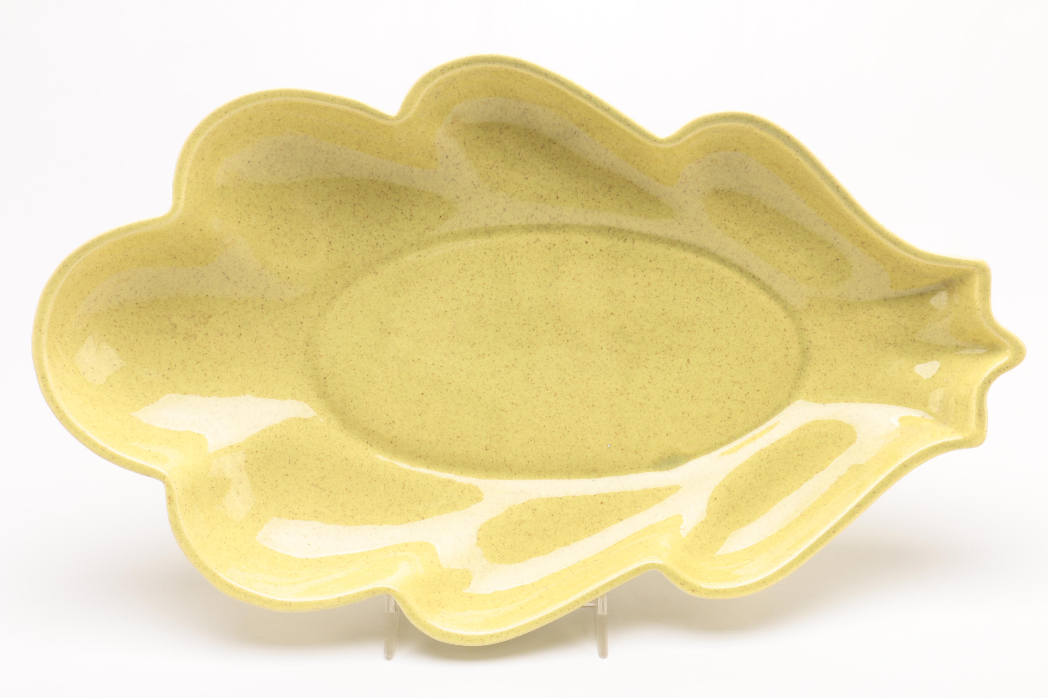 Functional Pottery Including Claire Lerner 1952 California Pottery Leaf Tray