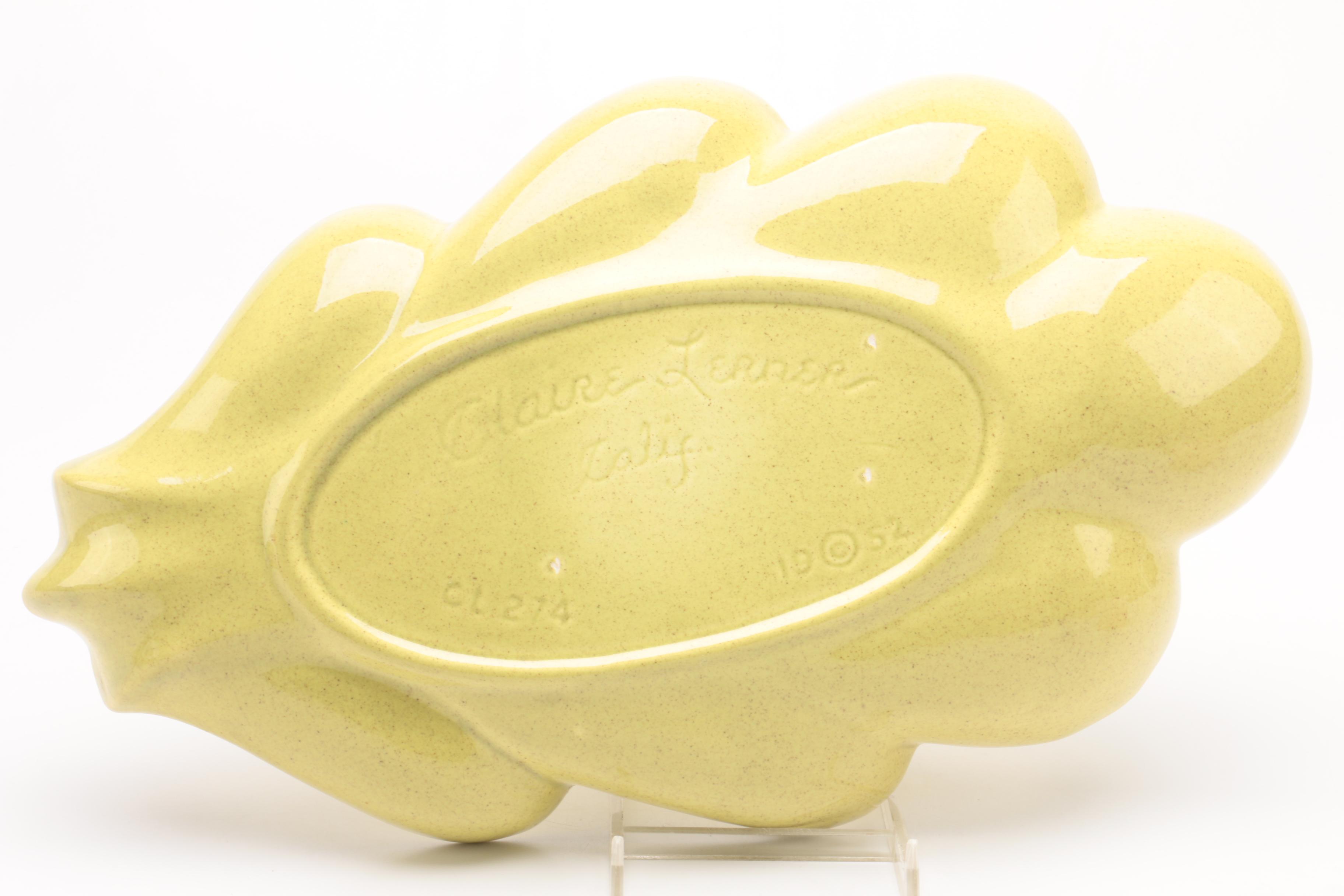 Functional Pottery Including Claire Lerner 1952 California Pottery Leaf Tray