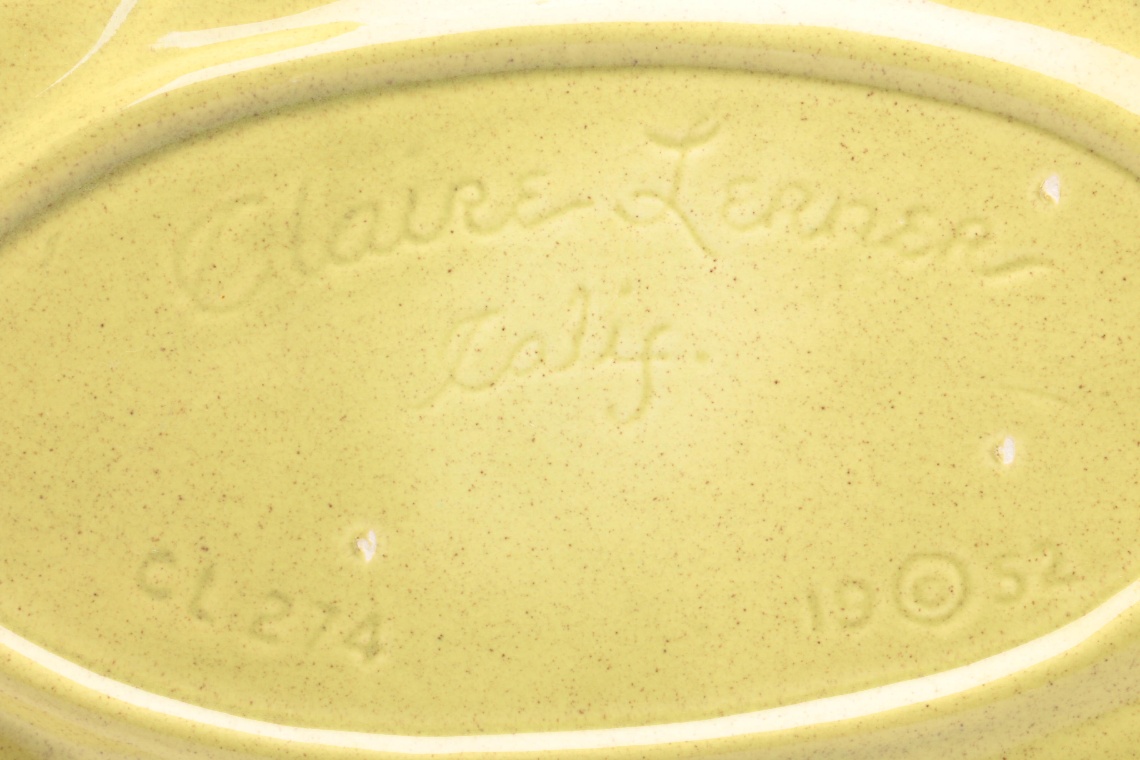 Functional Pottery Including Claire Lerner 1952 California Pottery Leaf Tray