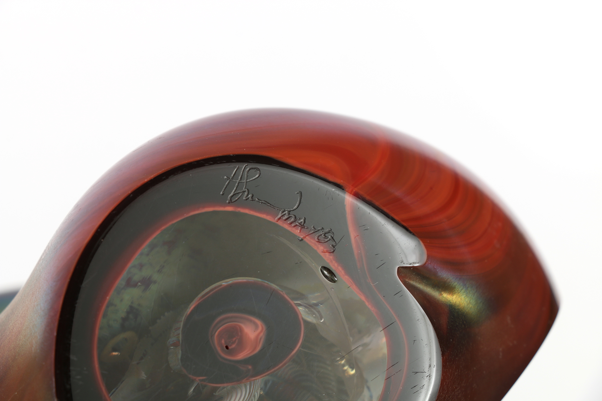 2003 Signed Iridescent Amorphous Art Glass Sculpture