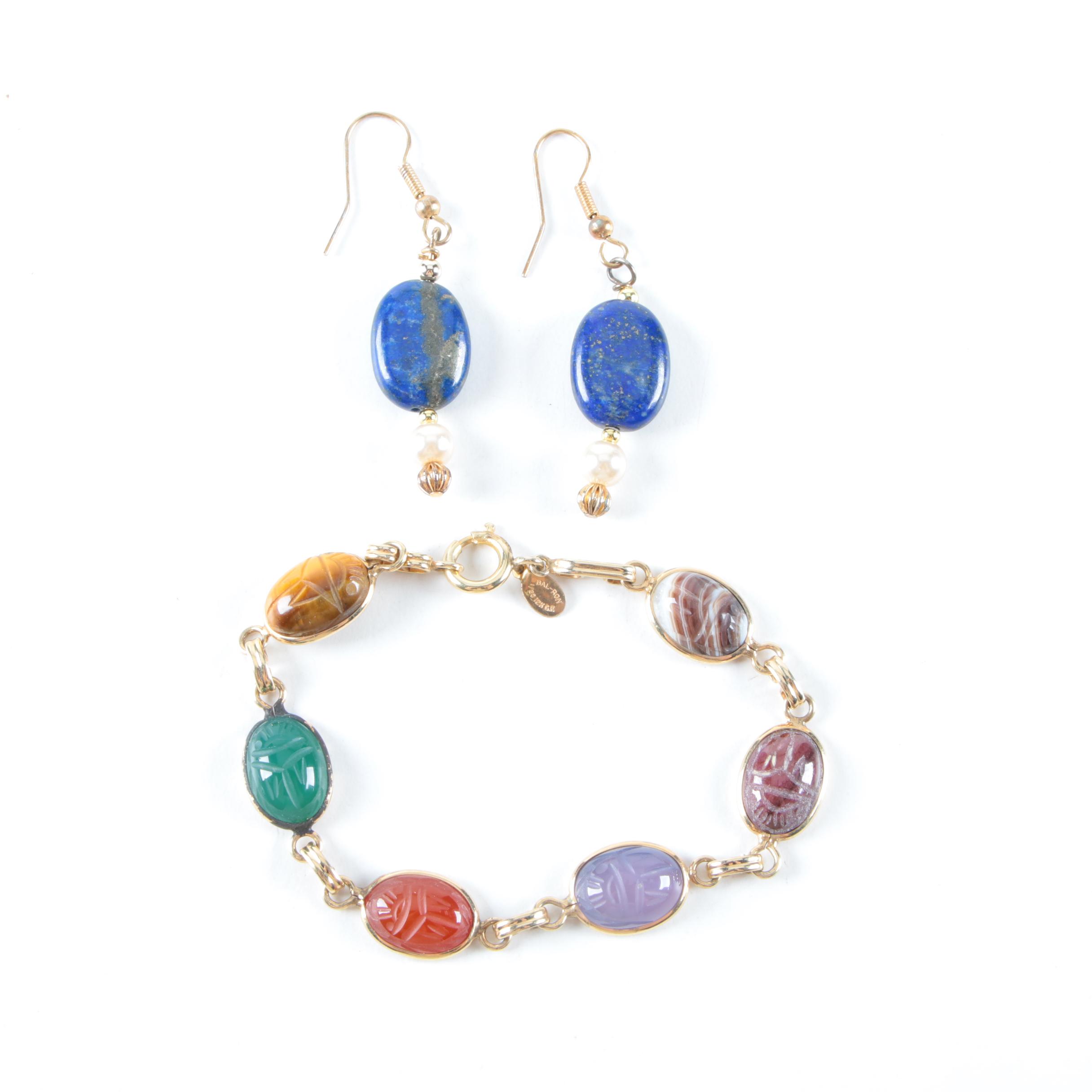 Beaded Jewelry Assortment Including Lapis Lazuli and Rose Quartz