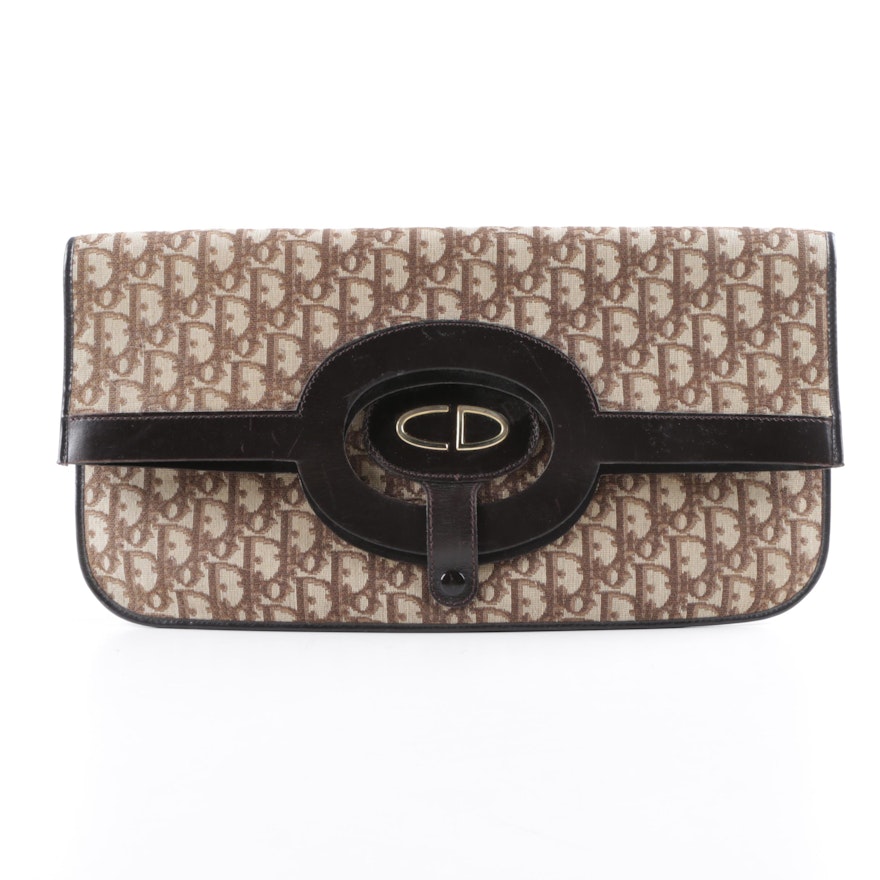 Vintage Christian Dior Trotter Monogram Canvas Convertible Clutch