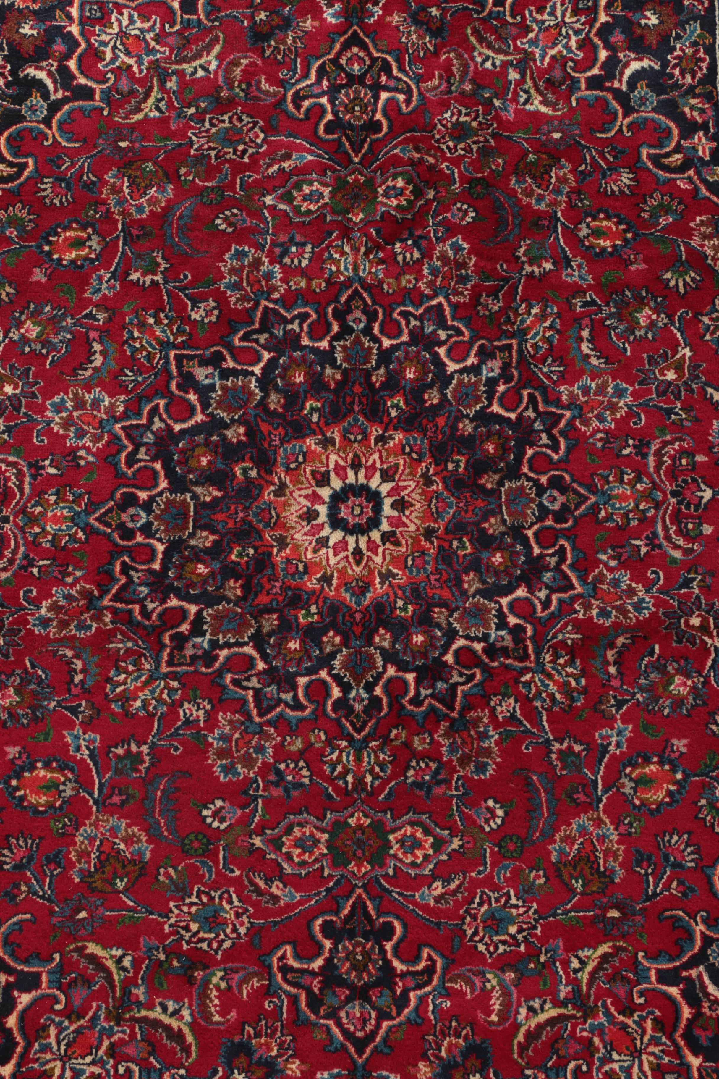 Hand-Knotted Persian Kashan Area Rug