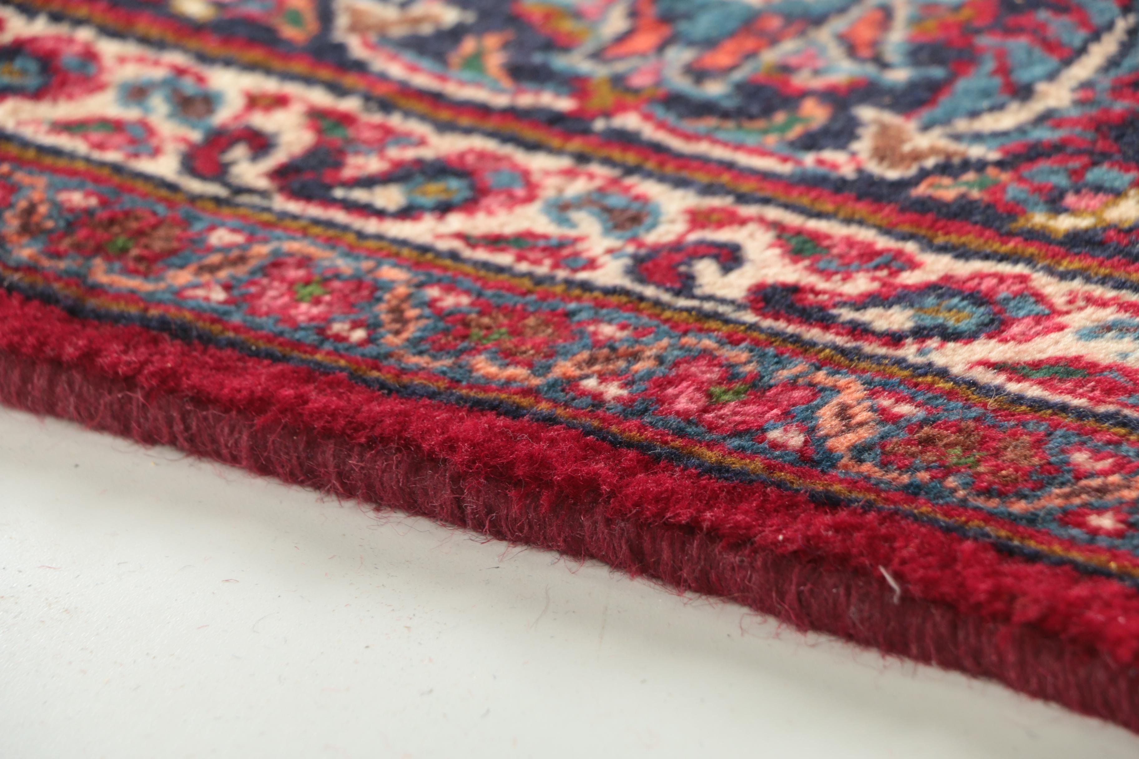 Hand-Knotted Persian Kashan Area Rug