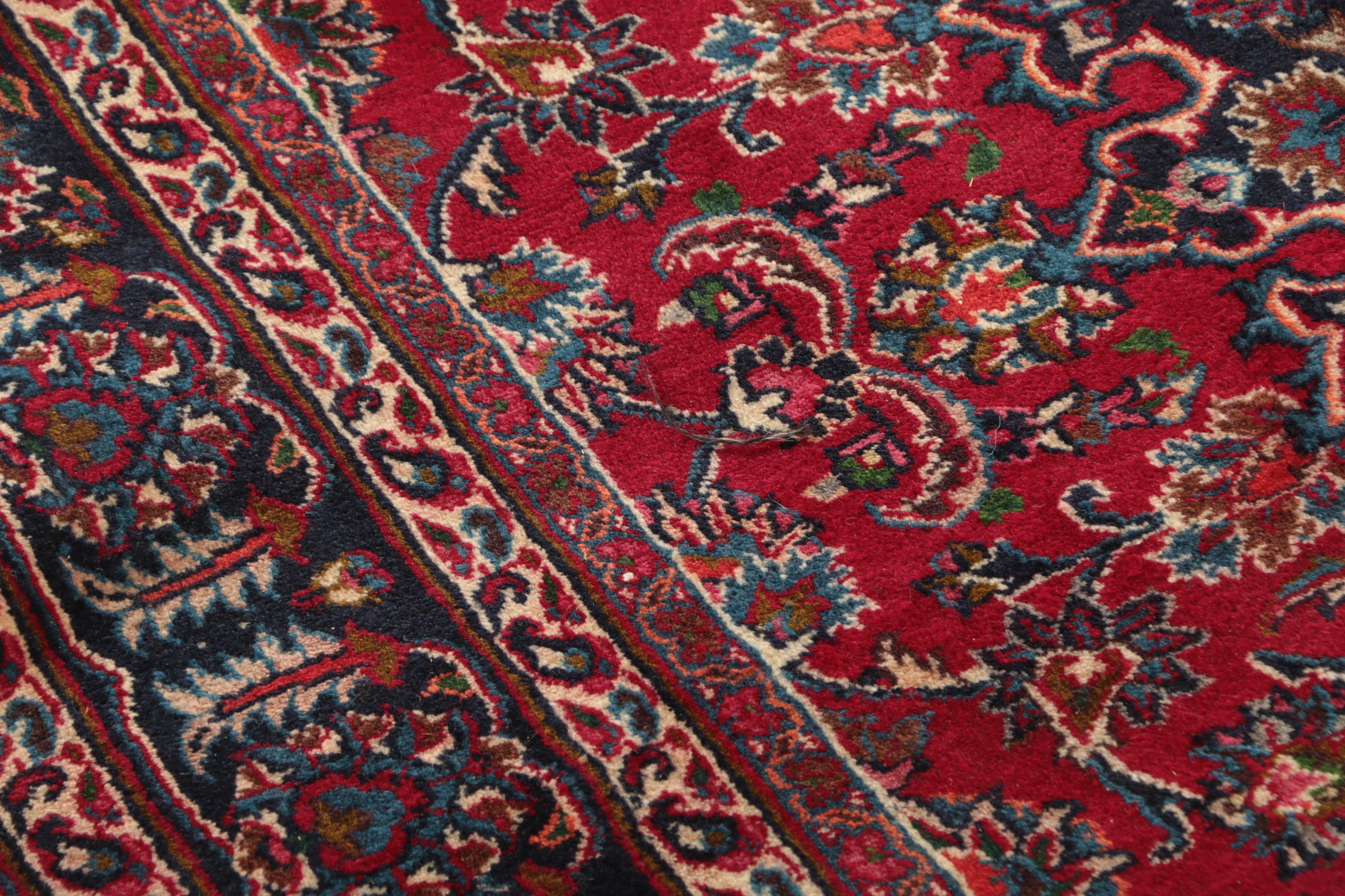 Hand-Knotted Persian Kashan Area Rug
