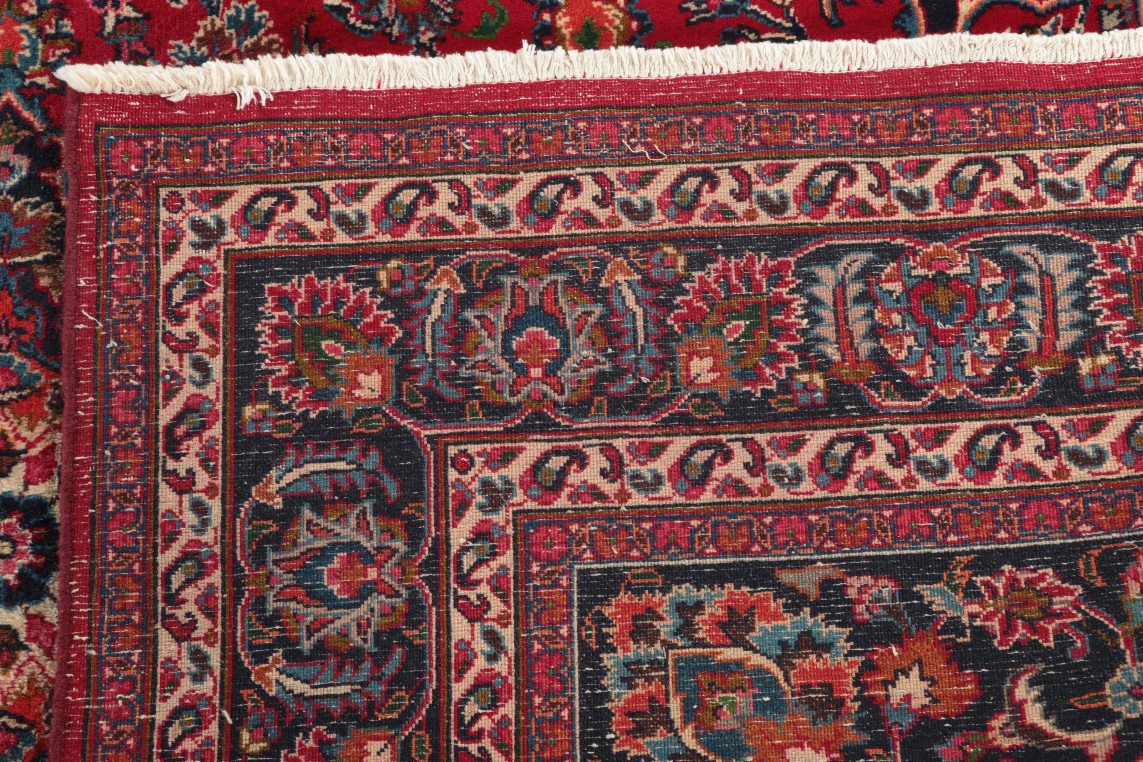 Hand-Knotted Persian Kashan Area Rug