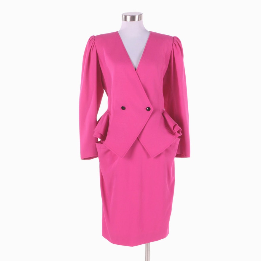 1980s Vintage Ungaro Hot Pink Skirt Suit