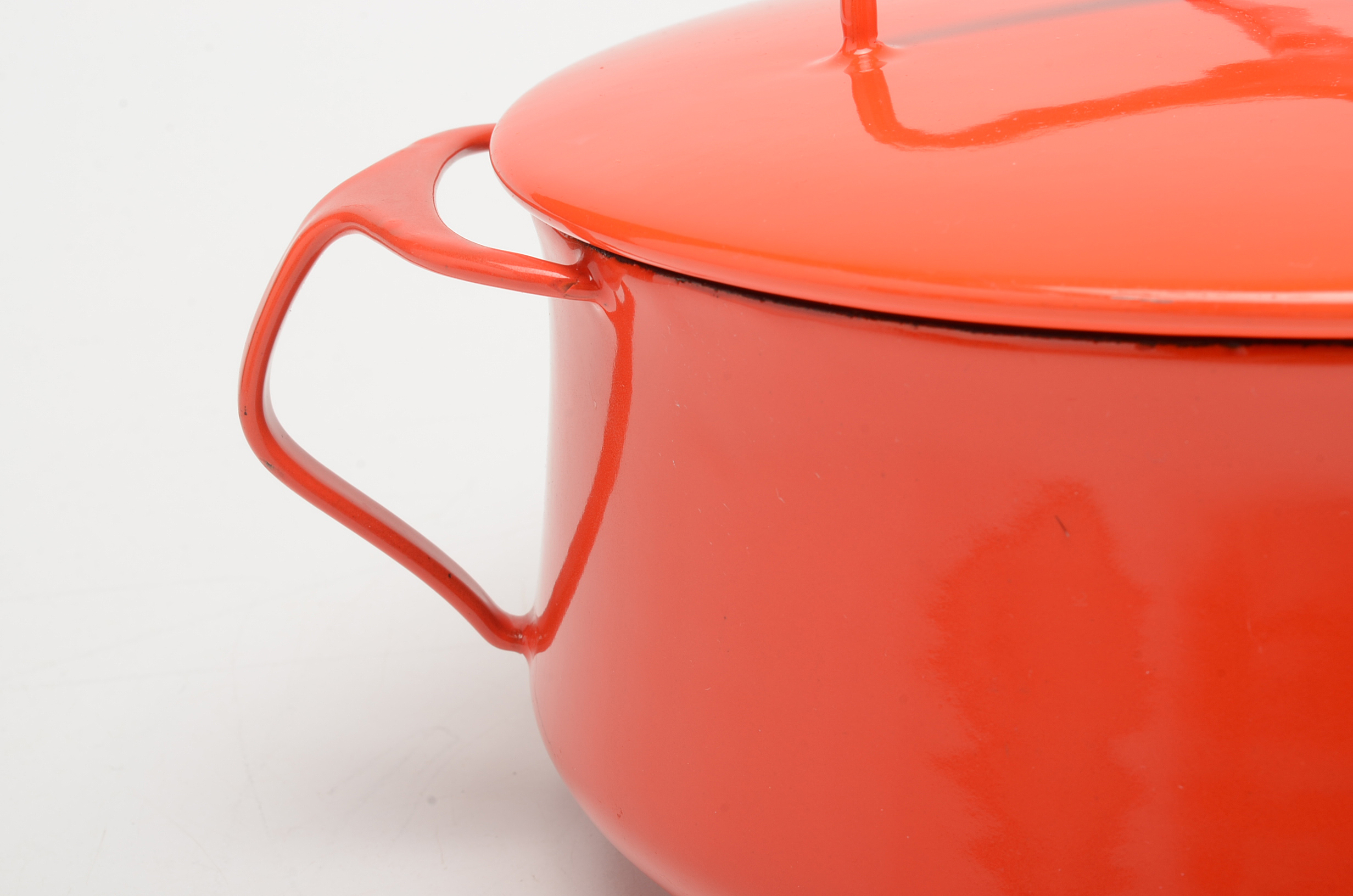 Dansk Kobenstyle Mid Century Modern Enameled Cast Iron Covered Dutch Oven in Red