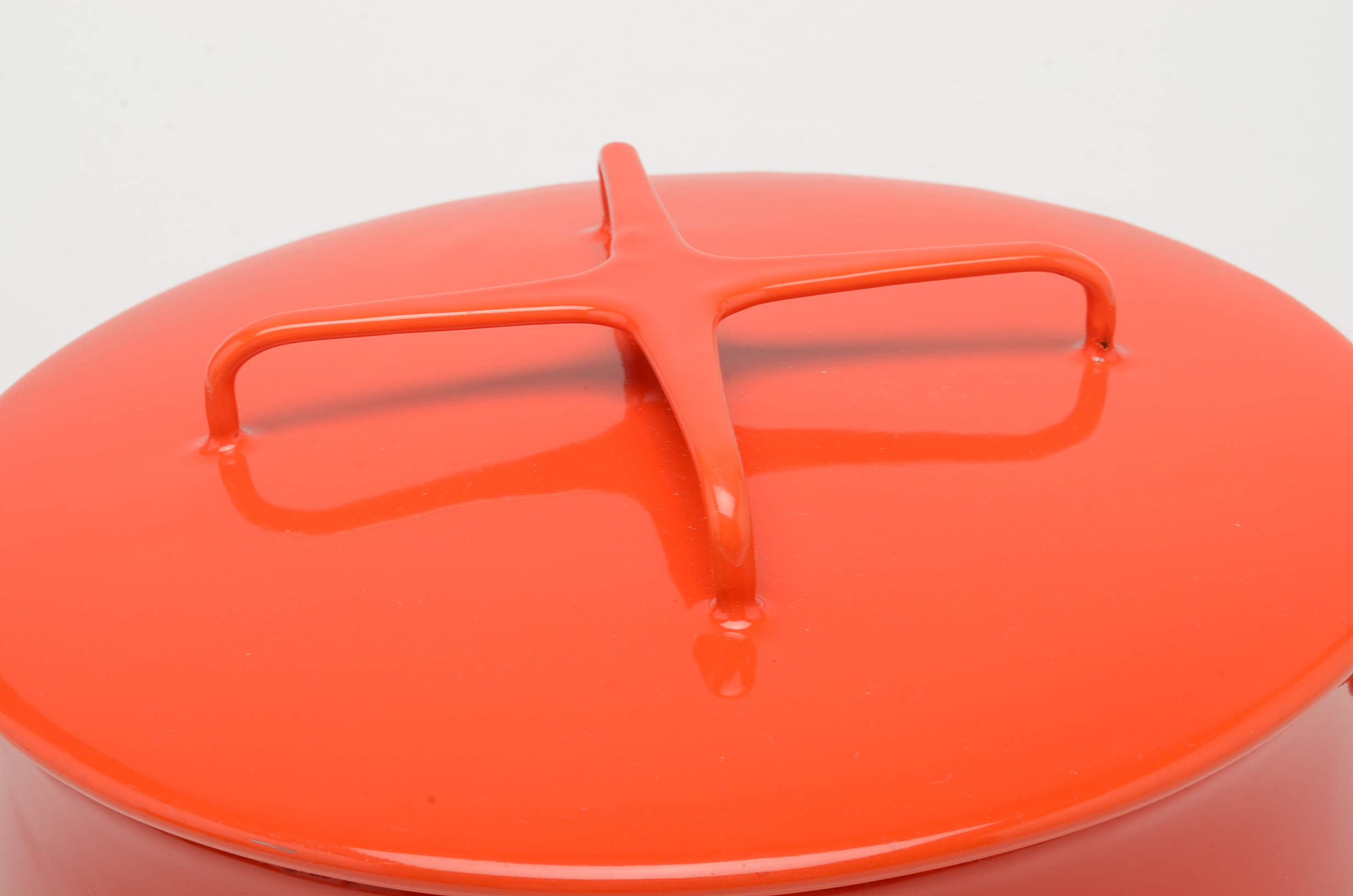 Dansk Kobenstyle Mid Century Modern Enameled Cast Iron Covered Dutch Oven in Red