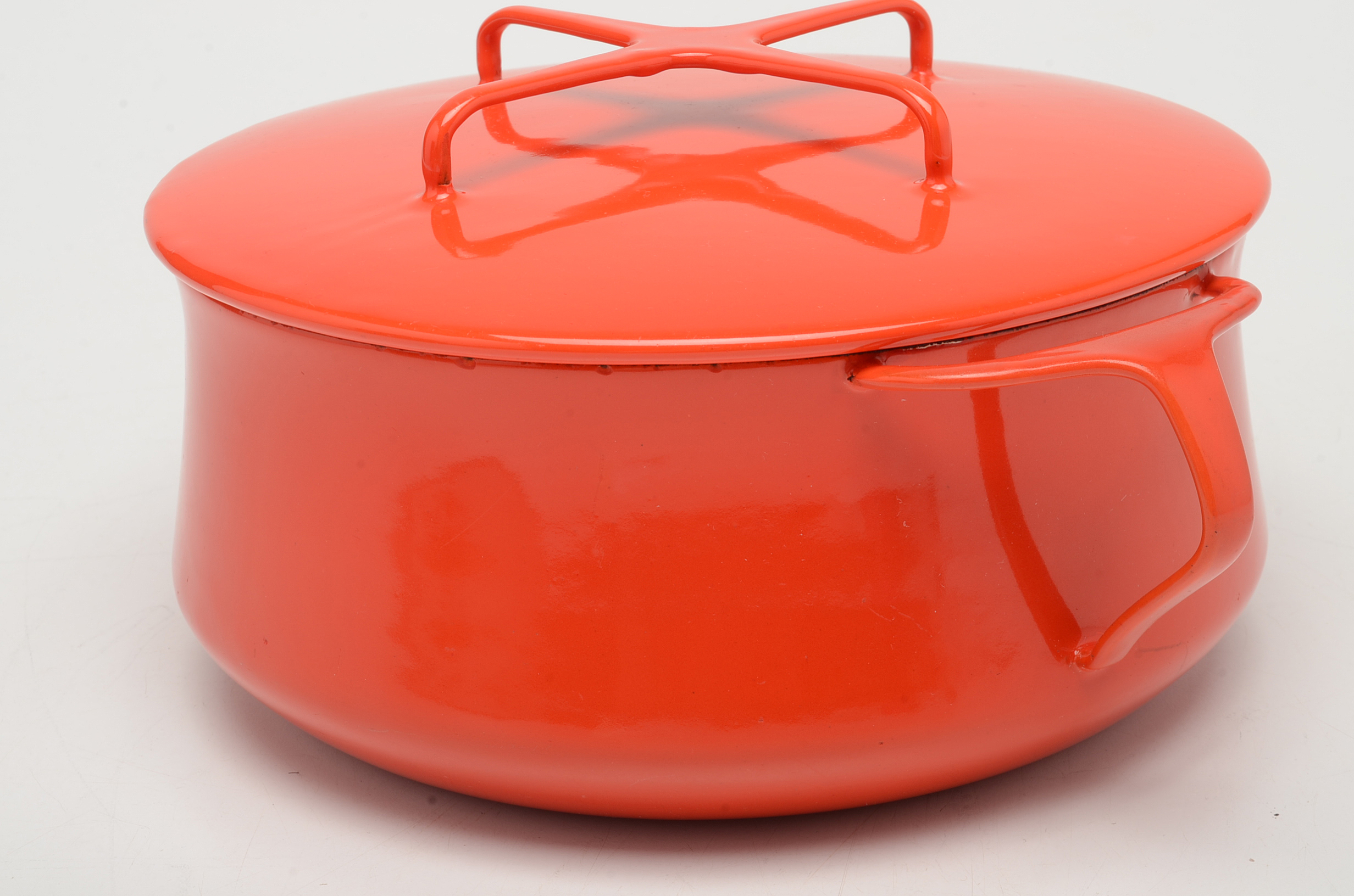 Dansk Kobenstyle Mid Century Modern Enameled Cast Iron Covered Dutch Oven in Red