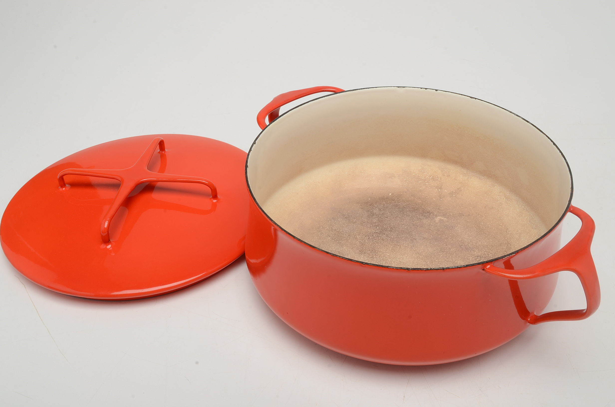 Dansk Kobenstyle Mid Century Modern Enameled Cast Iron Covered Dutch Oven in Red