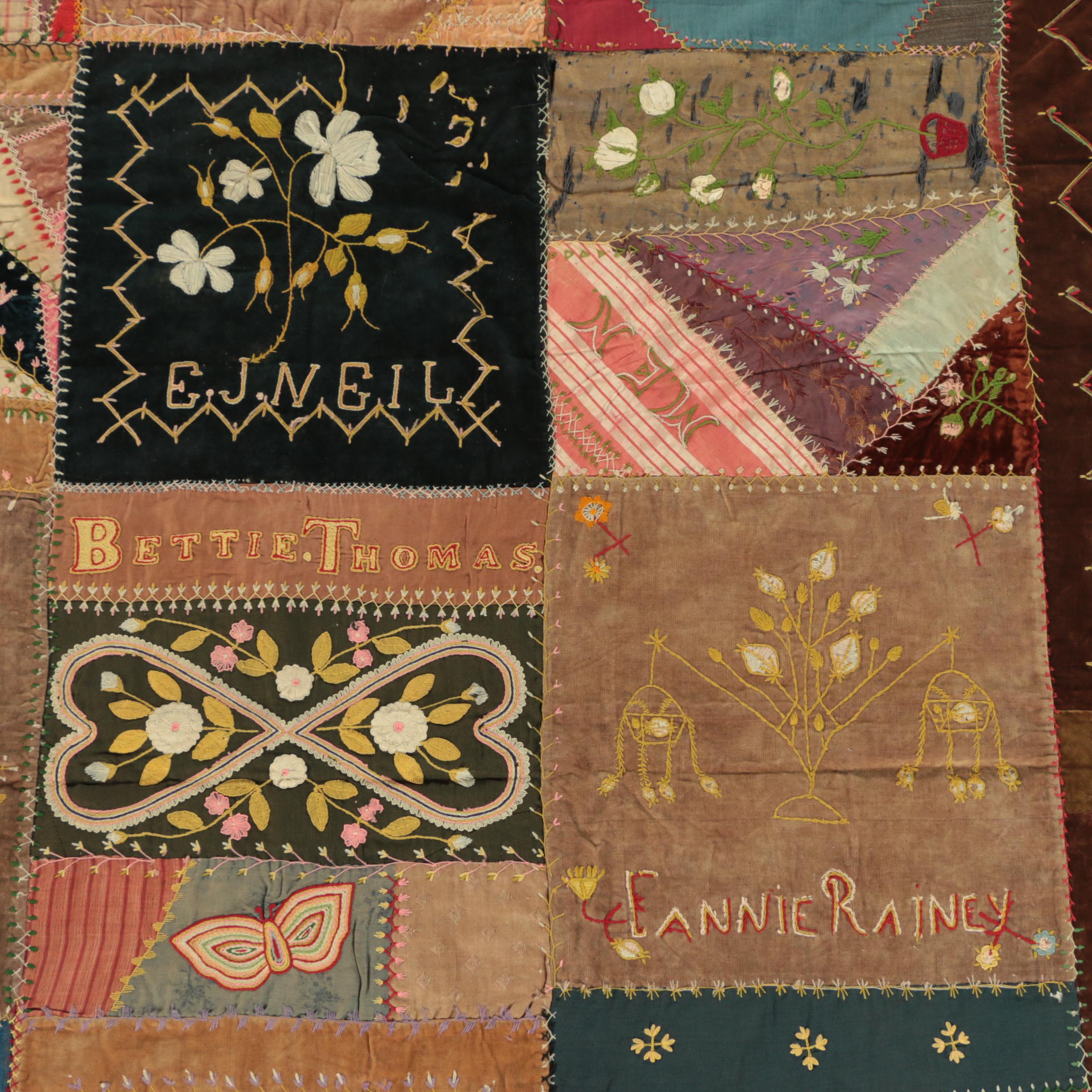 Late 19th Century Handmade Folk Art "Friendship" Quilt