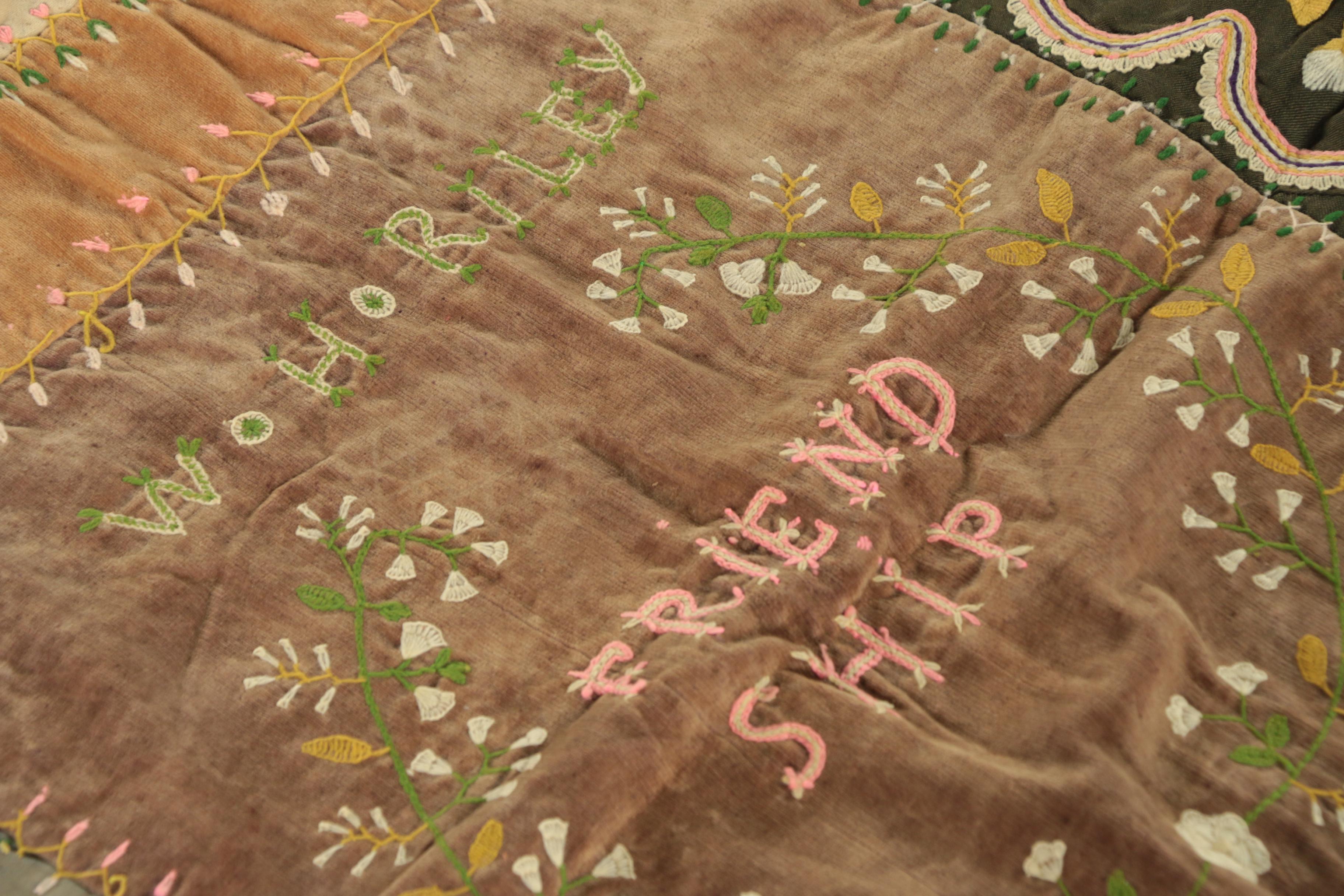 Late 19th Century Handmade Folk Art "Friendship" Quilt