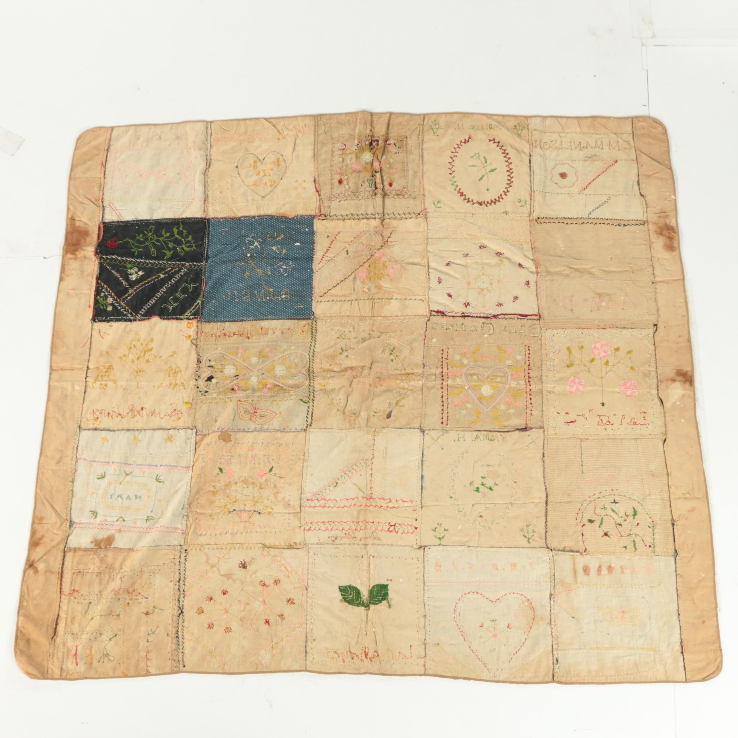 Late 19th Century Handmade Folk Art "Friendship" Quilt