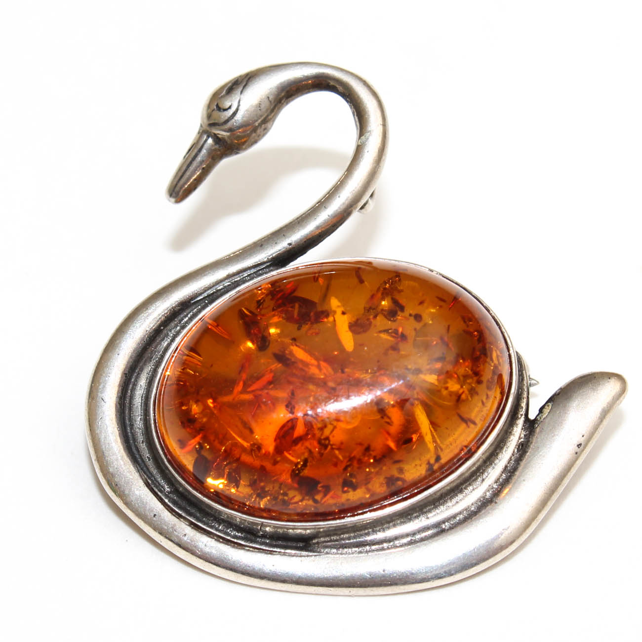 Sterling Silver and Amber Pendants and Figural Brooches including Sajen