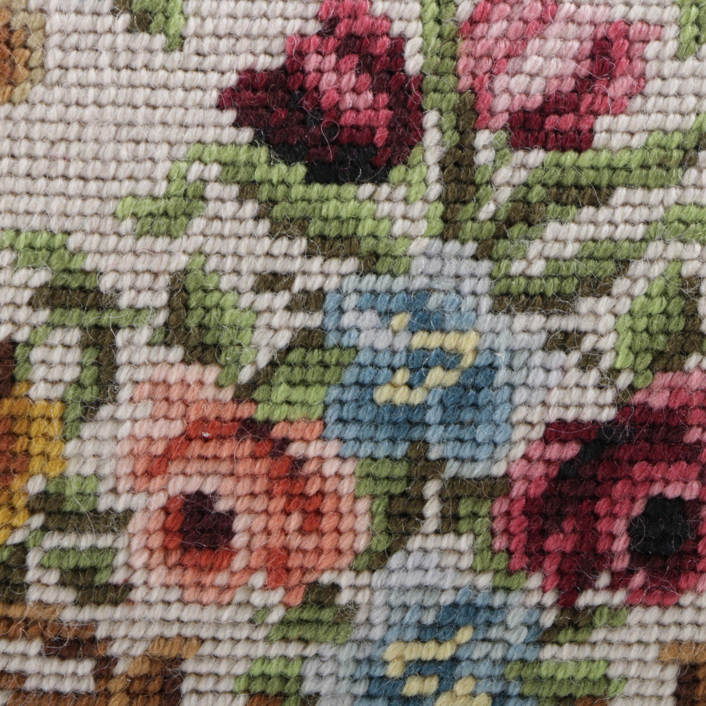 Vintage Needlepoint Top Handle Frame Bag in Multicolor Florals