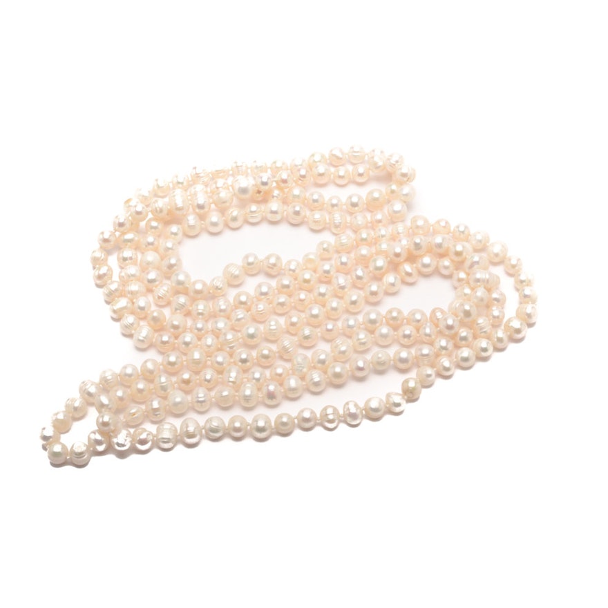 Endless Strand of Cultured Freshwater Pearl Necklace