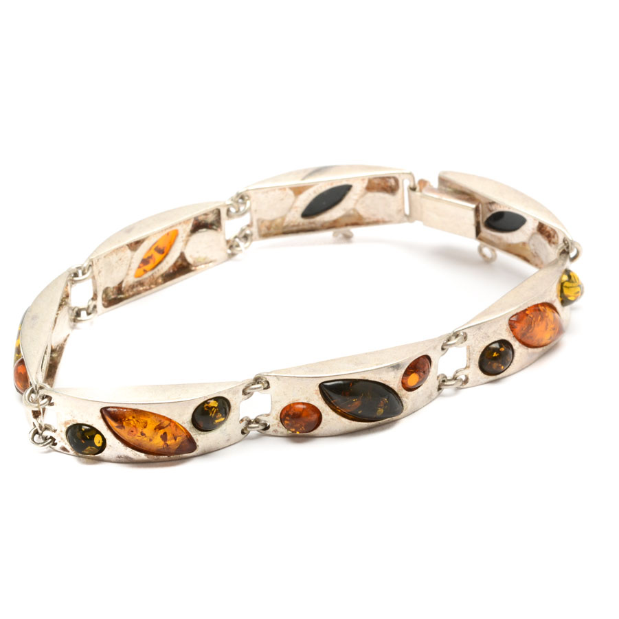 Sterling Silver and Amber Bracelet
