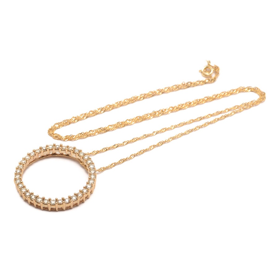 10K Yellow Gold Diamond Pendant Necklace