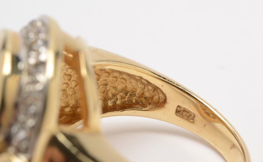 14K Yellow Gold Citrine and White Sapphire Ring