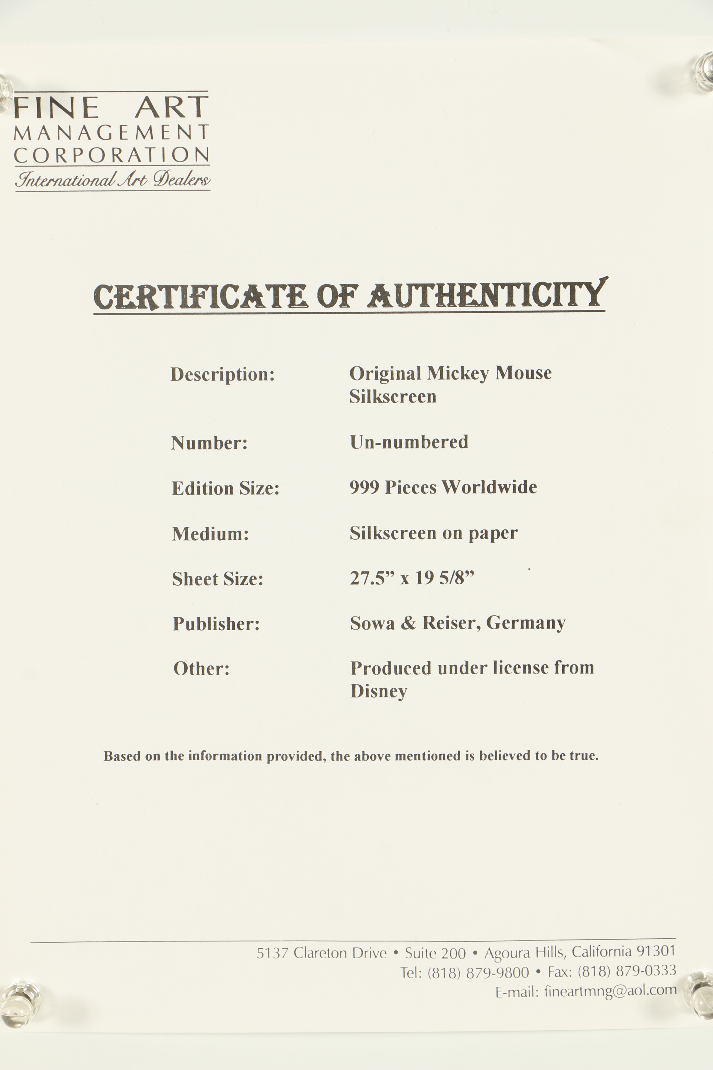 Sowa and Reiser Serigraph of Mickey Mouse