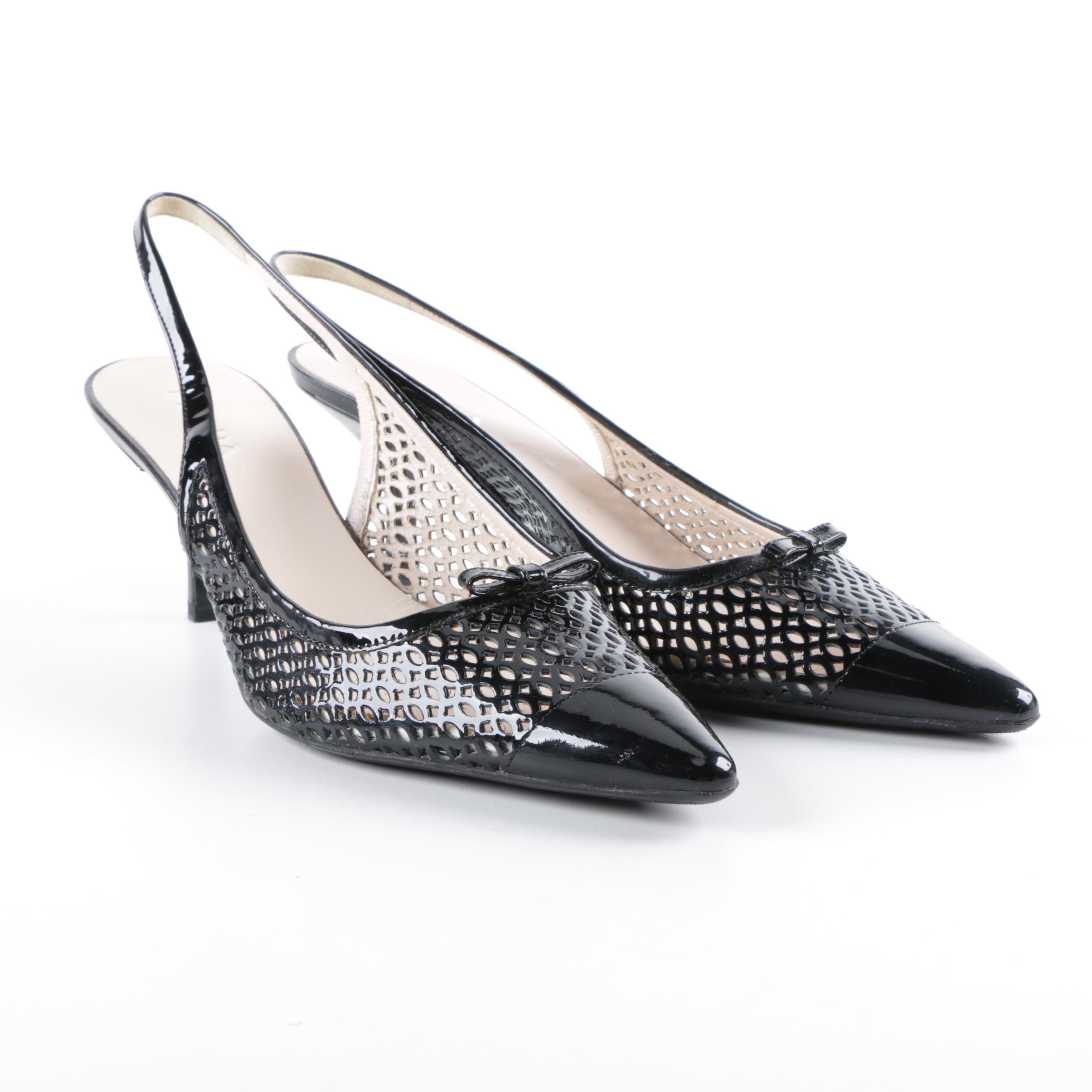 Prada Black Patent Leather Slingback Heels