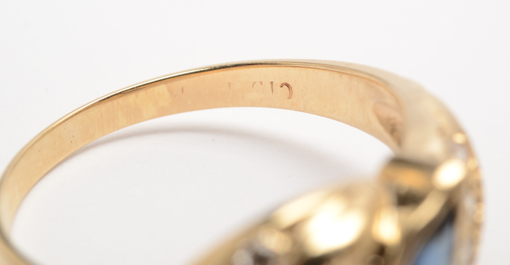 14K Yellow Gold Sapphire and Diamond Ring