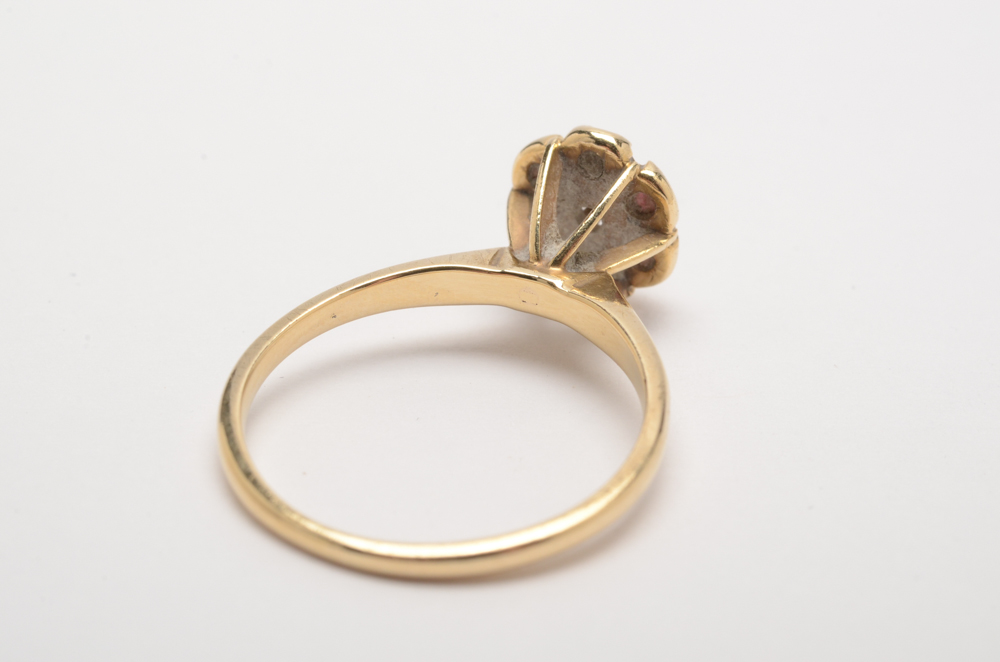 Vintage 10K Yellow Gold Ruby and Diamond Ring