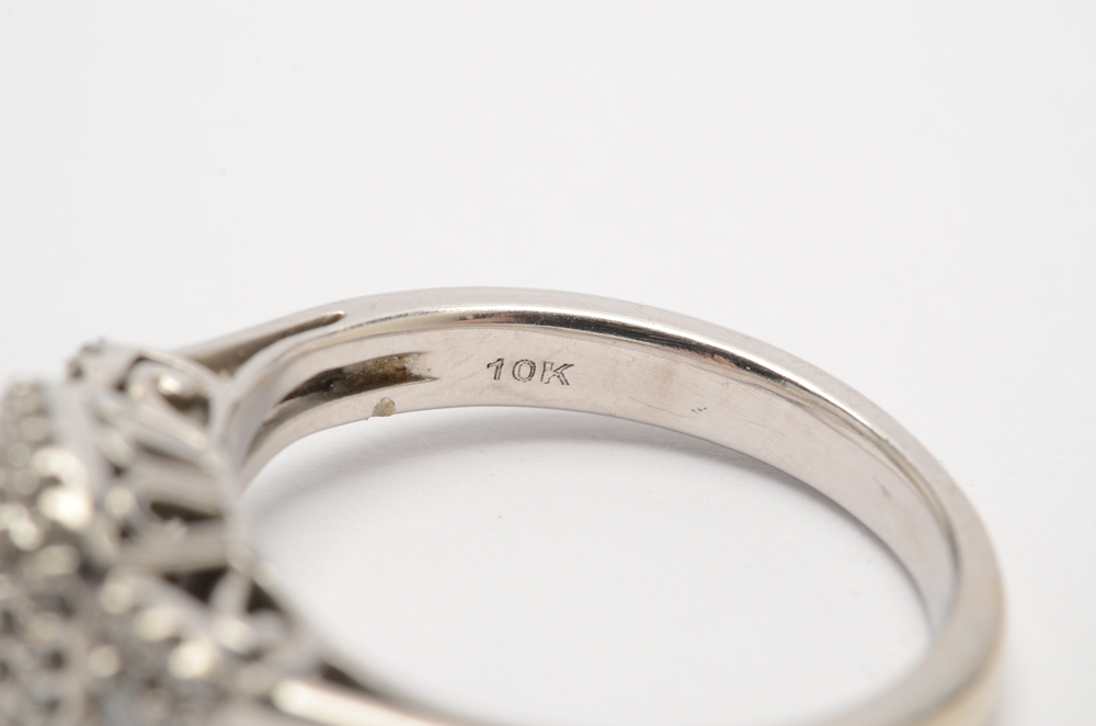 10K White Gold Diamond Ring