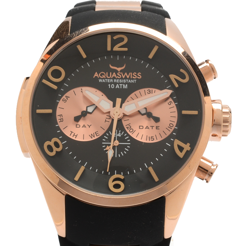 Aquaswiss "Trax 5H" Day and Date Watch with Rose Gold Tone Finish
