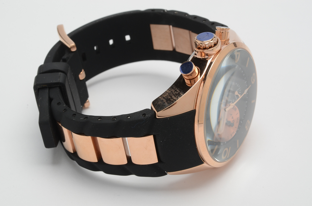 Aquaswiss "Trax 5H" Day and Date Watch with Rose Gold Tone Finish