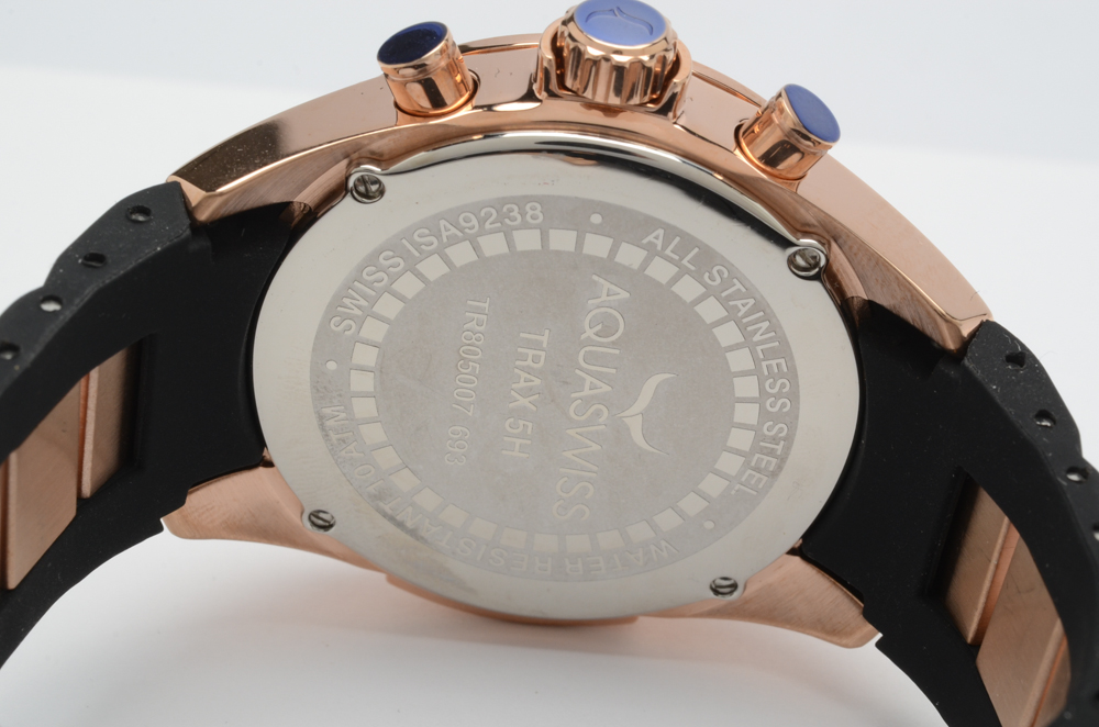 Aquaswiss "Trax 5H" Day and Date Watch with Rose Gold Tone Finish