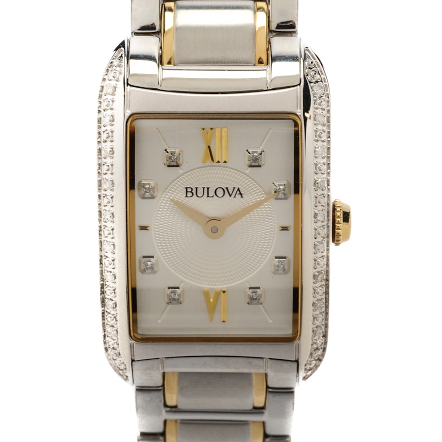 Bulova Two Tone Wristwatch with Diamond Accents