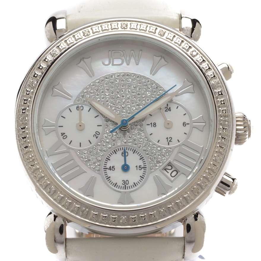 JBW "Victory" Wristwatch with Diamond-Accented Bezel and Mother of Pearl Dial