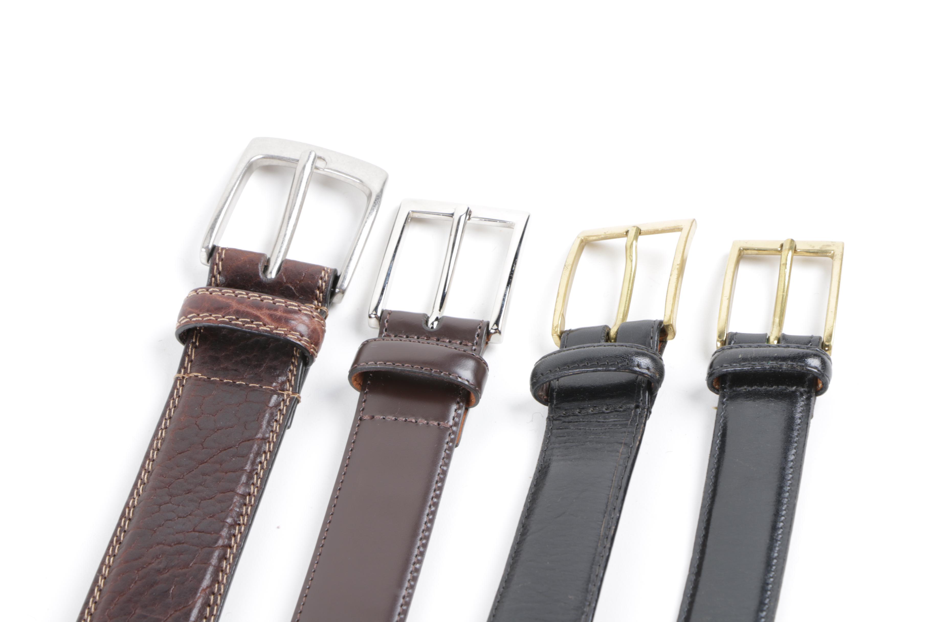 Men's Leather Belts Including Brooks Brothers and Johnston & Murphy
