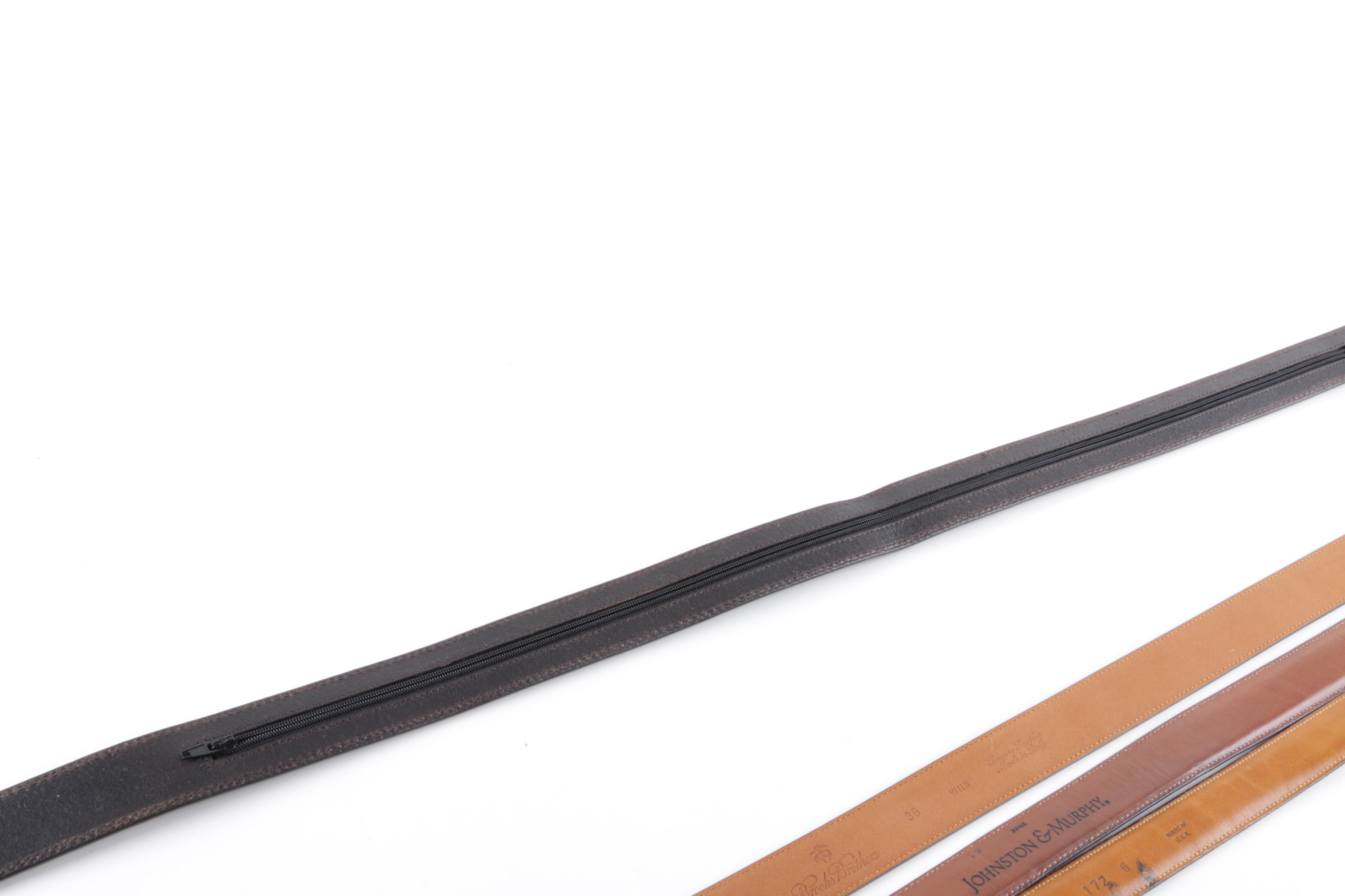 Men's Leather Belts Including Brooks Brothers and Johnston & Murphy