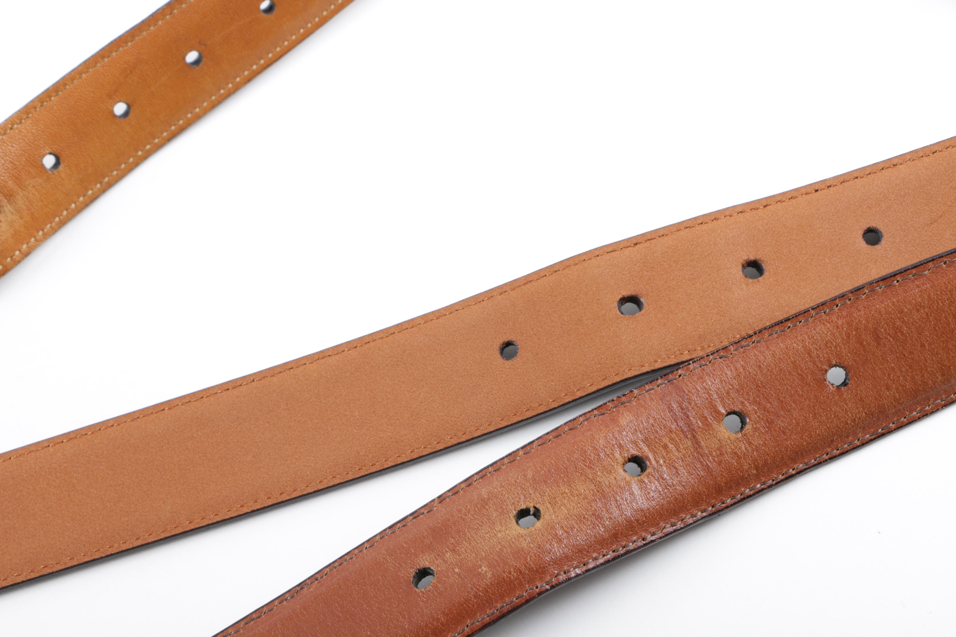 Men's Leather Belts Including Brooks Brothers and Johnston & Murphy