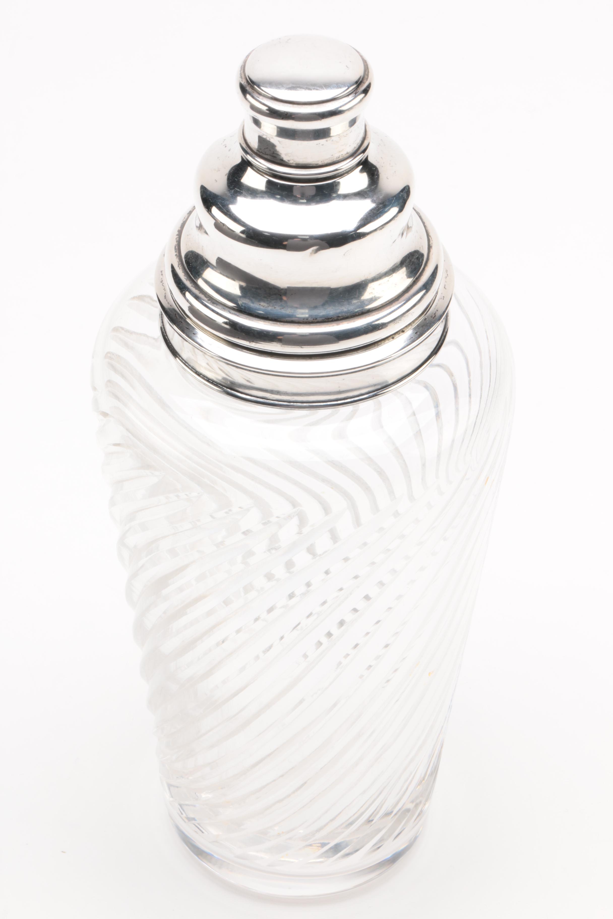 Vintage Hawkes Crystal and Sterling Silver Cocktail Shaker