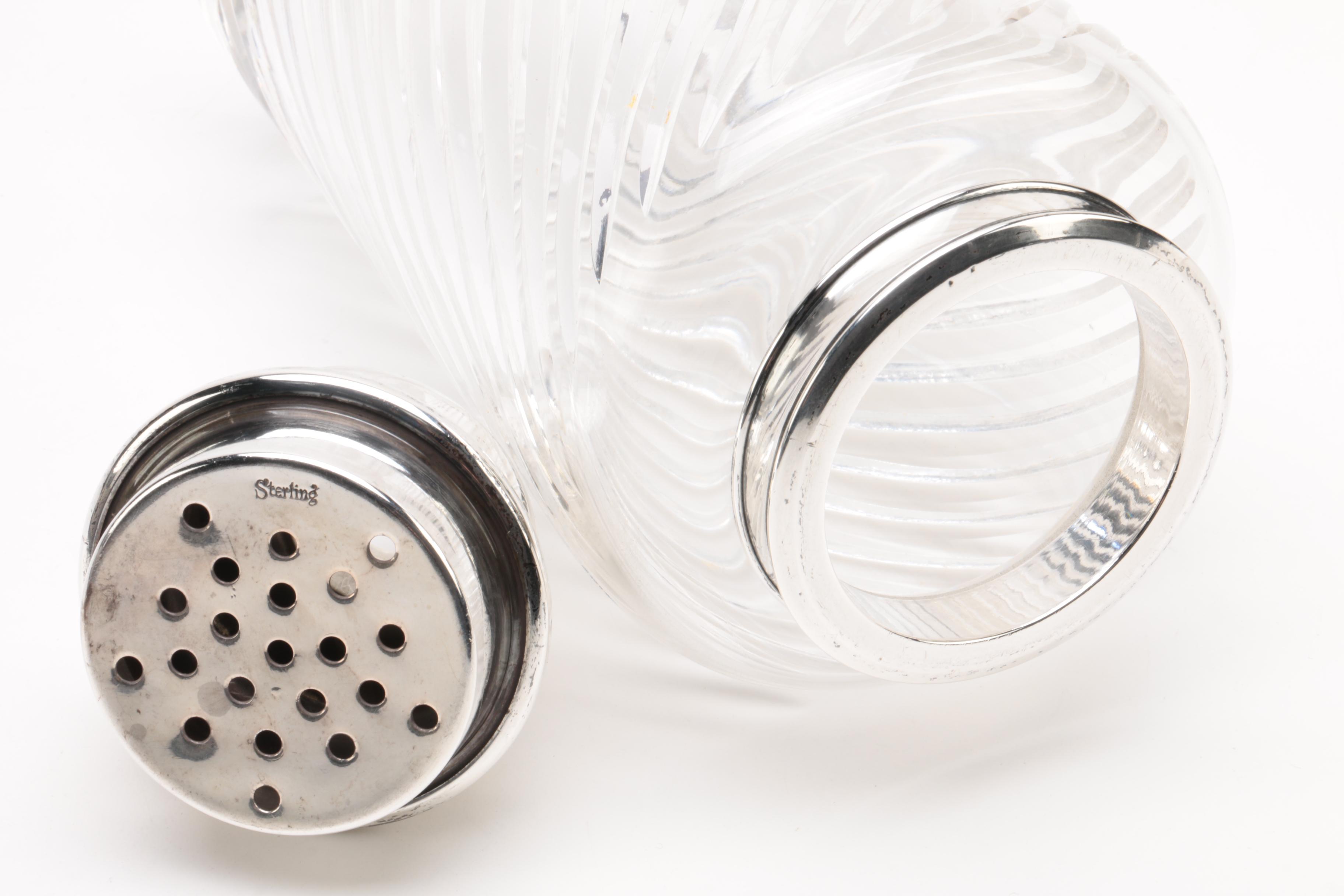 Vintage Hawkes Crystal and Sterling Silver Cocktail Shaker