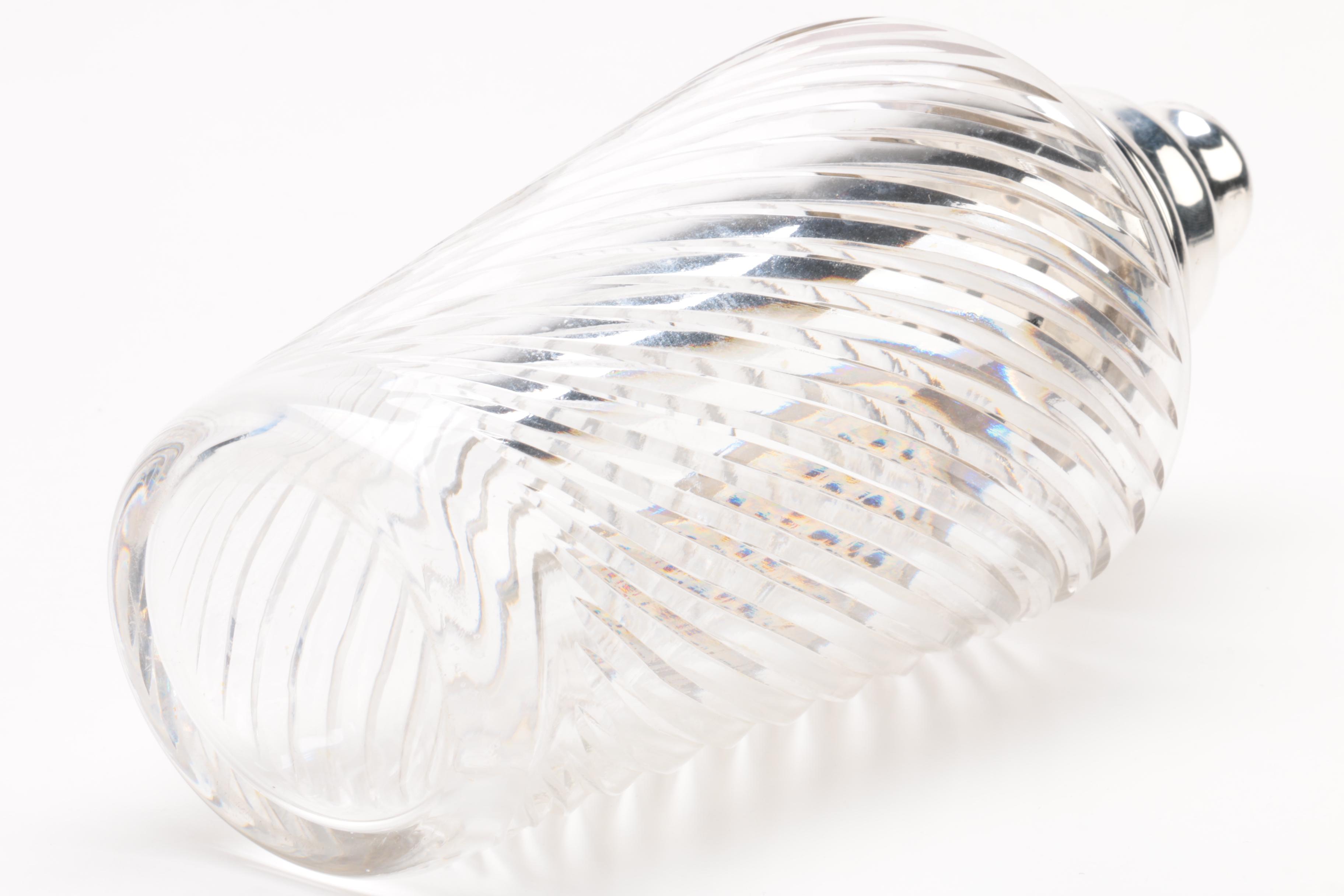 Vintage Hawkes Crystal and Sterling Silver Cocktail Shaker