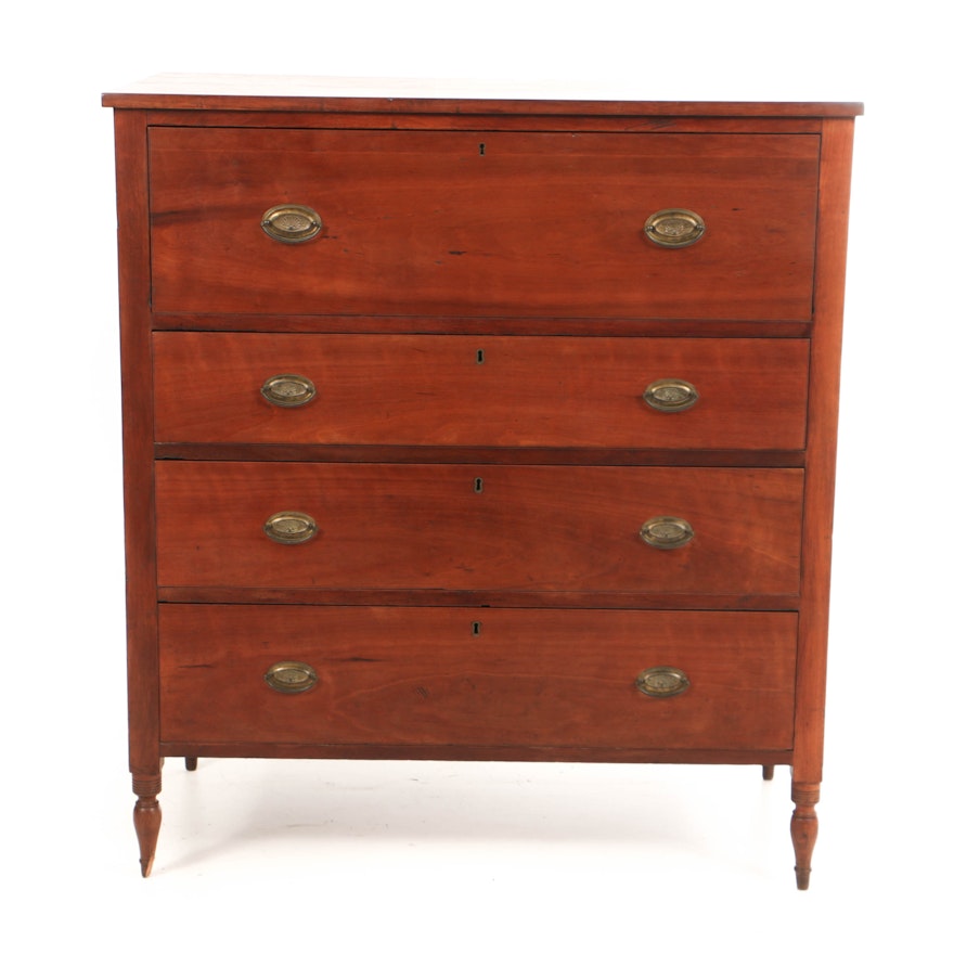 Antique Transitional Federal-to-Empire Cherry Butler's Chest of Drawers