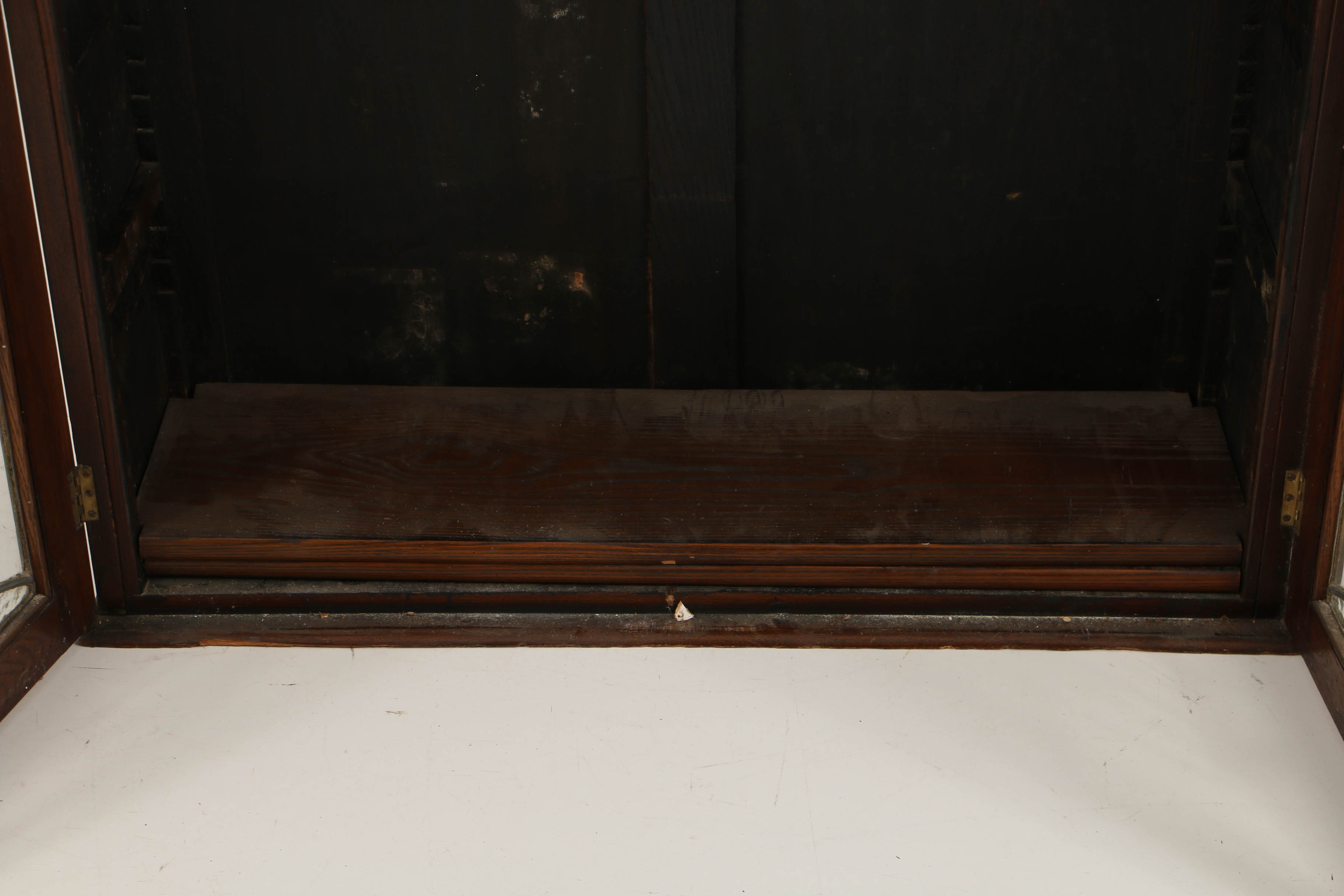 Antique Art Nouveau Oak Cabinet with Leaded and Stained Glass Doors