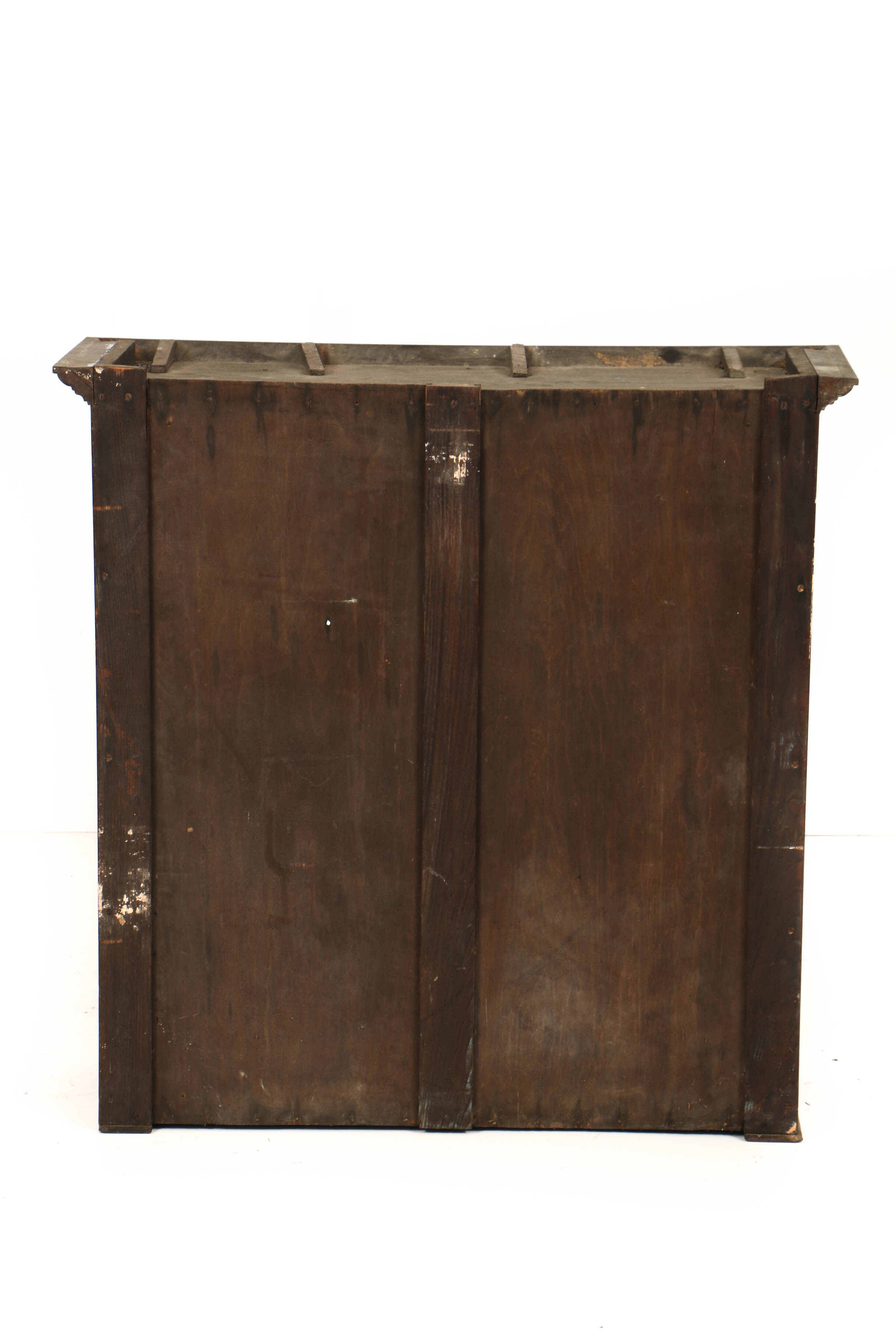 Antique Art Nouveau Oak Cabinet with Leaded and Stained Glass Doors