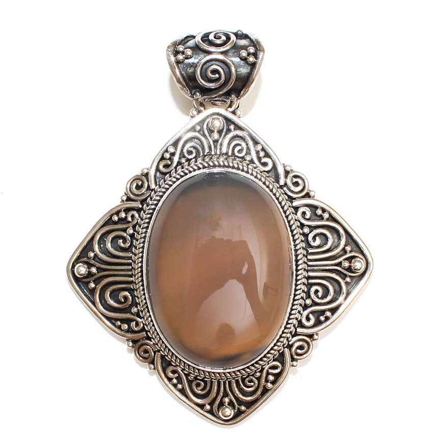 Suarti of Bali Sterling Silver and Chalcedony Pendant