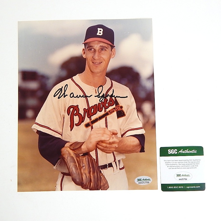 SGC Authenticated HOF Warren Spahn Autograph