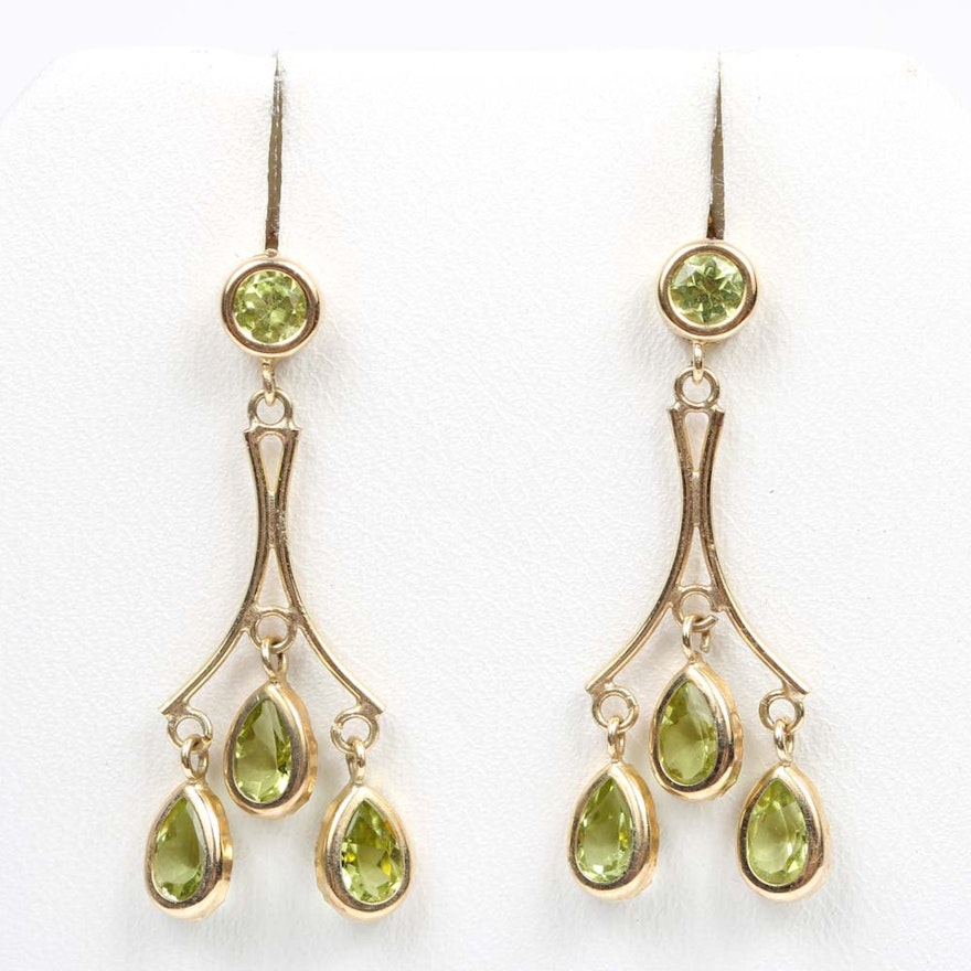 14K Yellow Gold 1.64 CTW Peridot Dangle Earrings