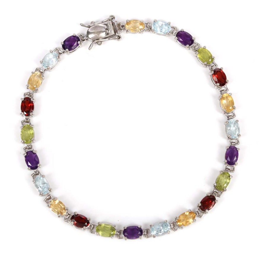 Sterling Silver Multi-Gemstone Bracelet